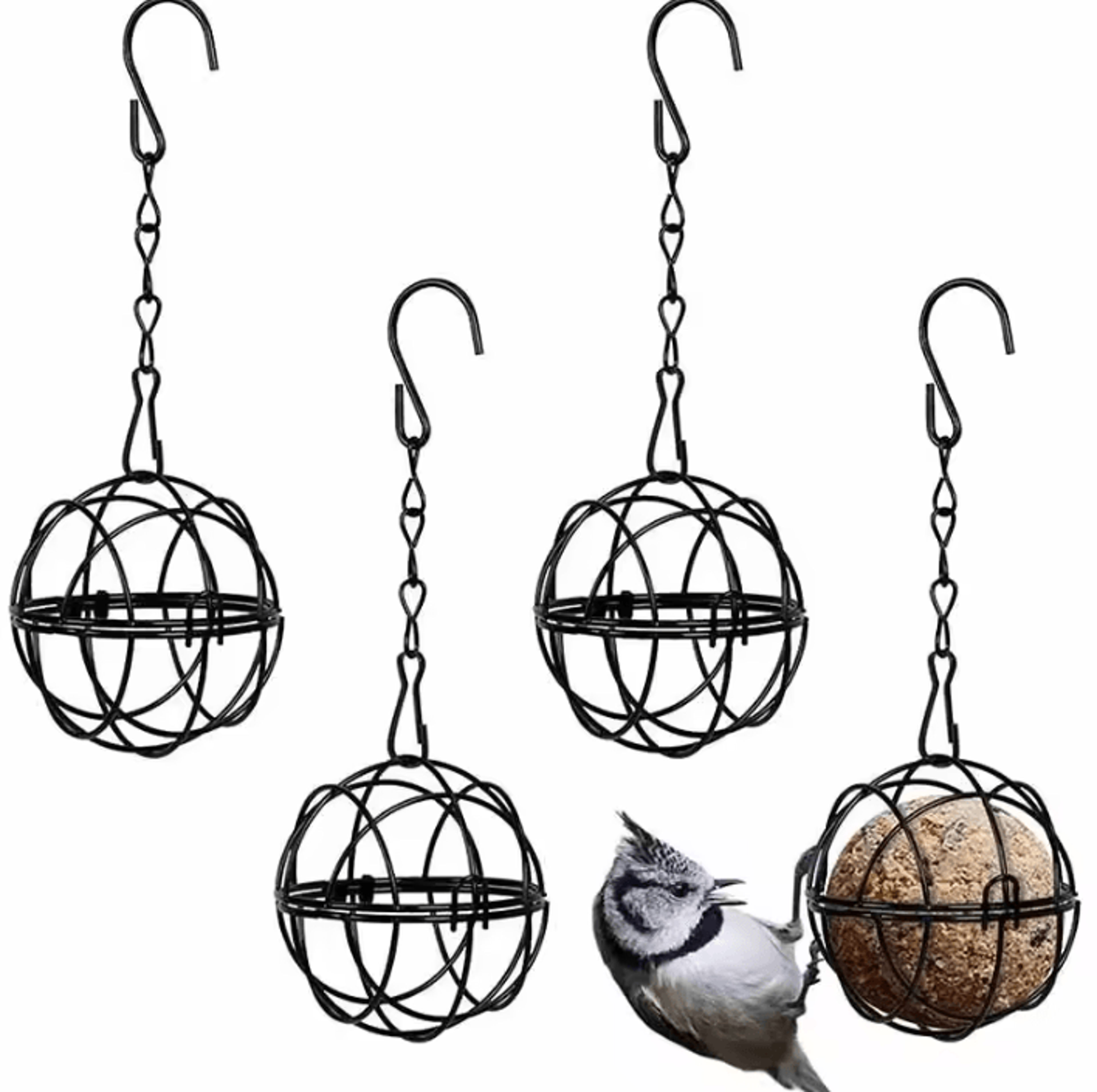 Metal Suet Ball Bird Feeder Hanging Outdoor Garden Bird Feeding Basket With Chain 1