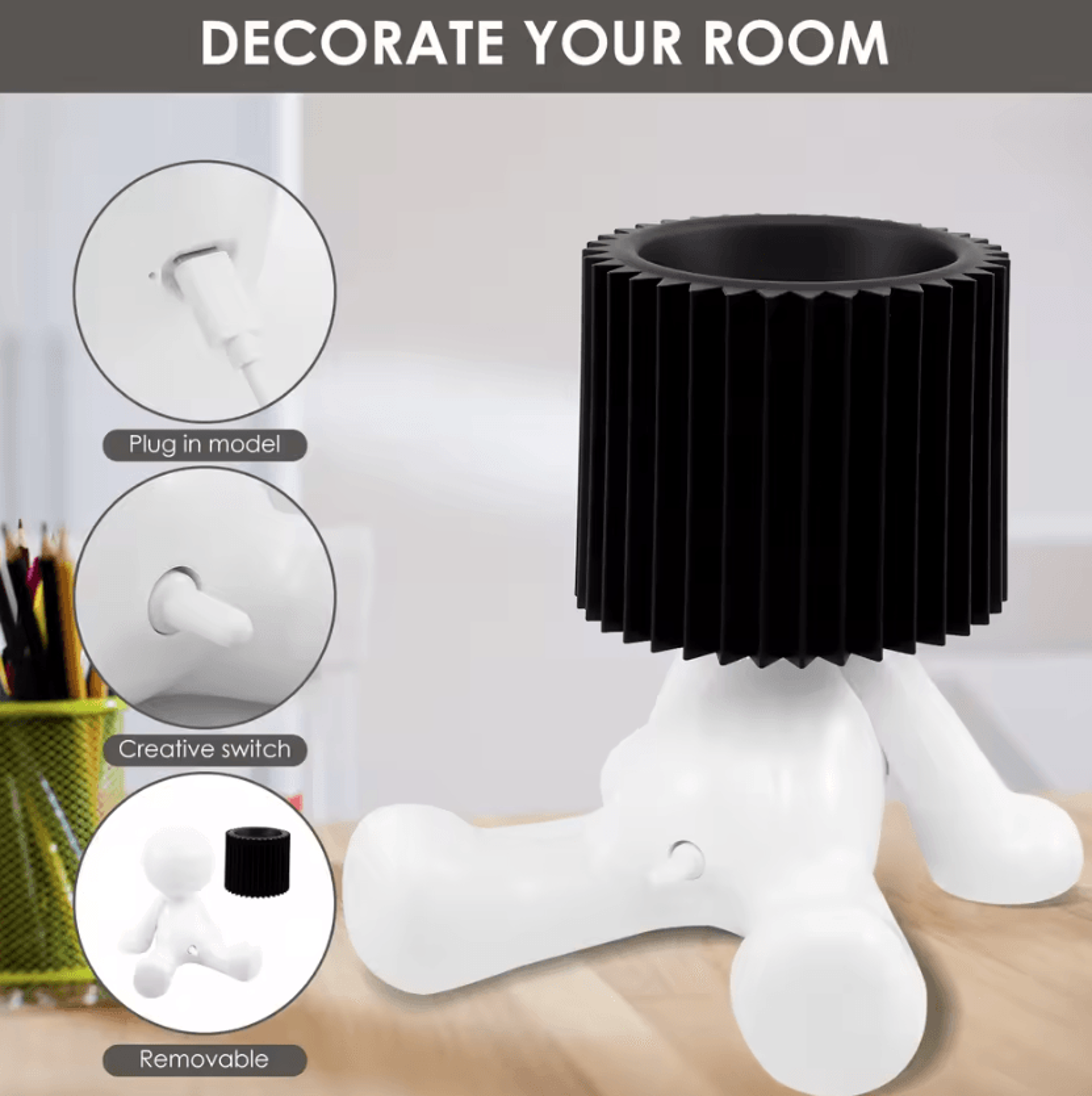 Creative Shy Boy Table Lamp Cute Little Man LED Night Light For Bedroom Bedside Desk And Home Decor 1