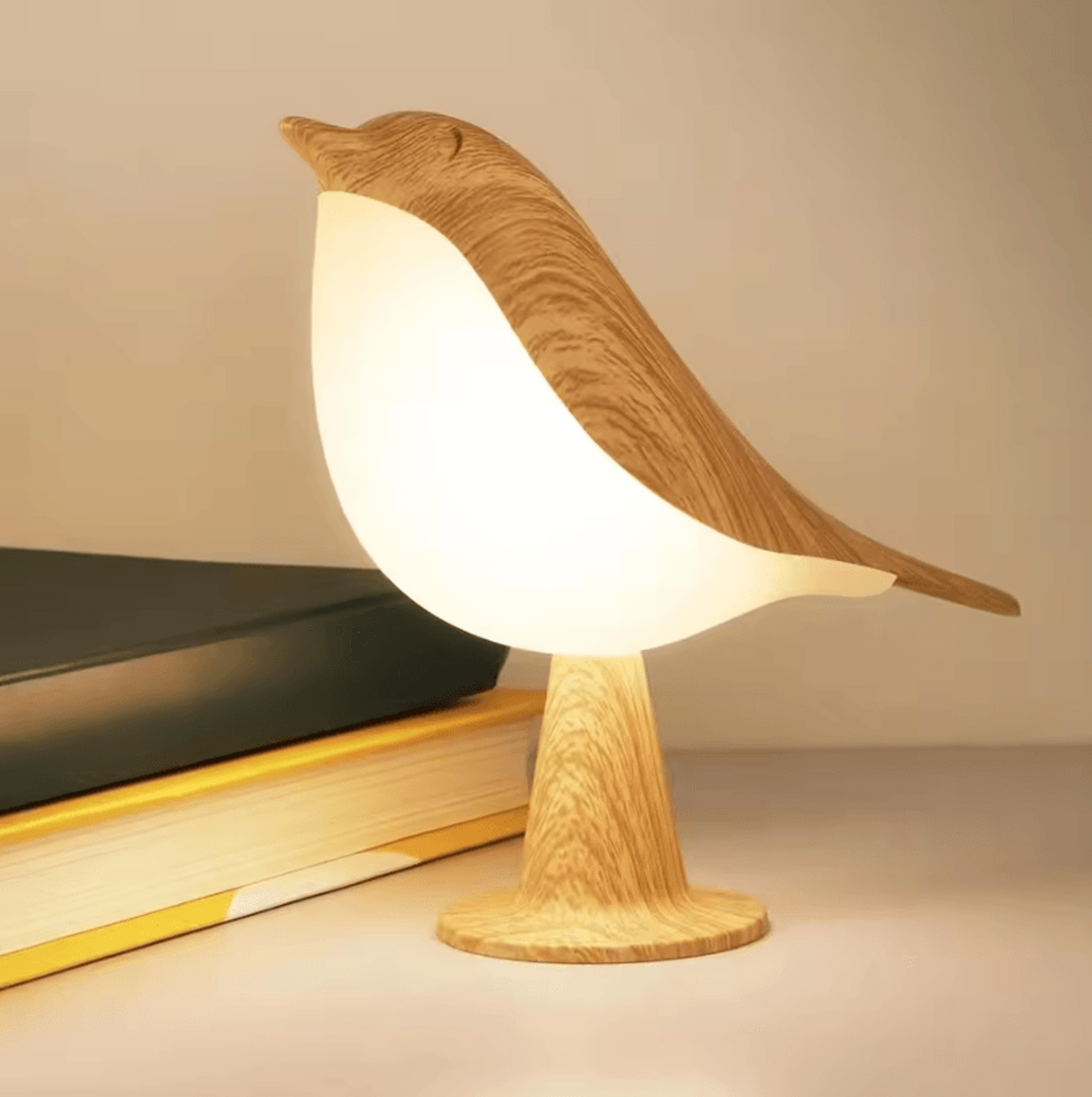 Cute Bird LED Desk Lamp Cordless Touch Sensor Night Light With 3 Color Temperatures For Bedroom And 4