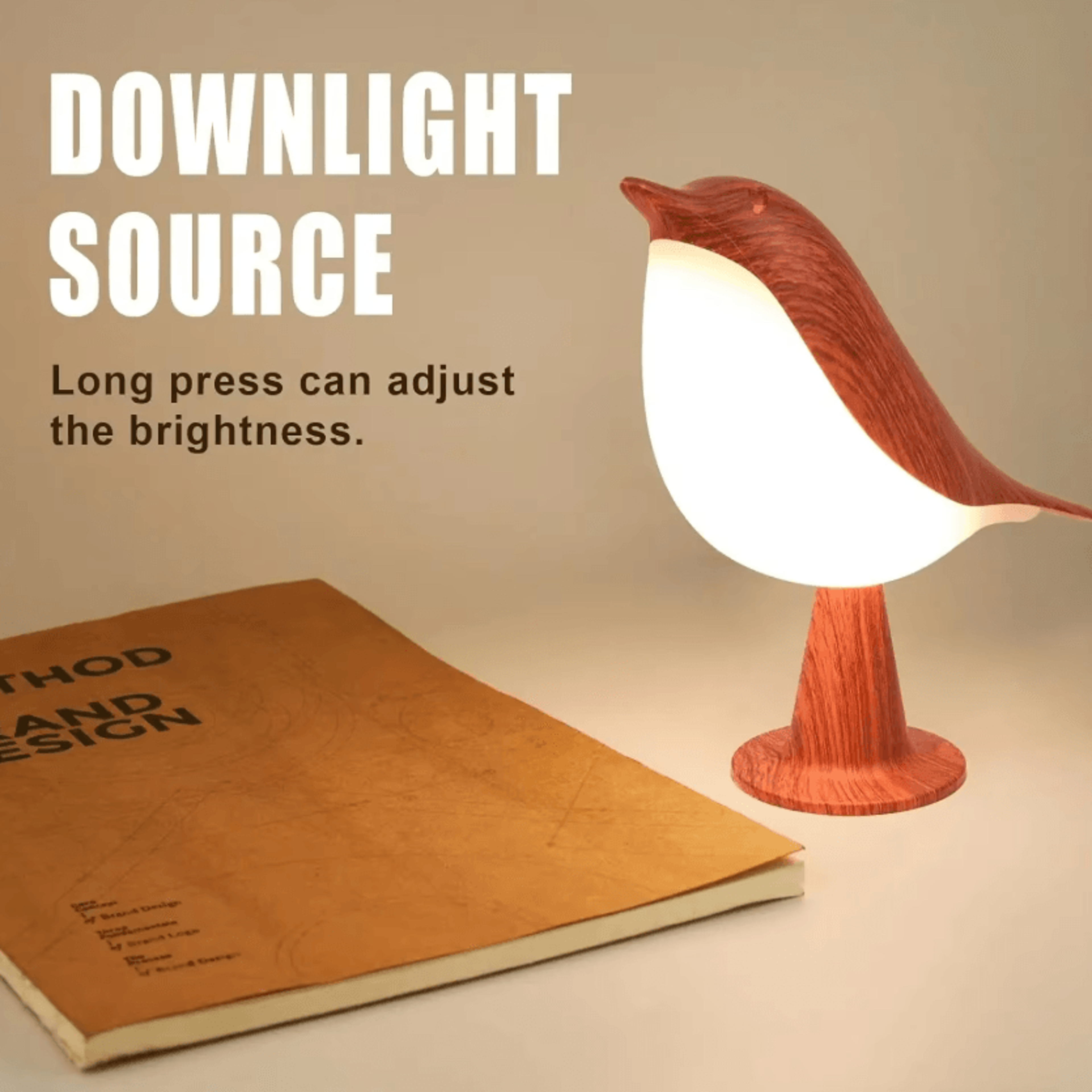 Cute Bird LED Desk Lamp Cordless Touch Sensor Night Light With 3 Color Temperatures For Bedroom And 3