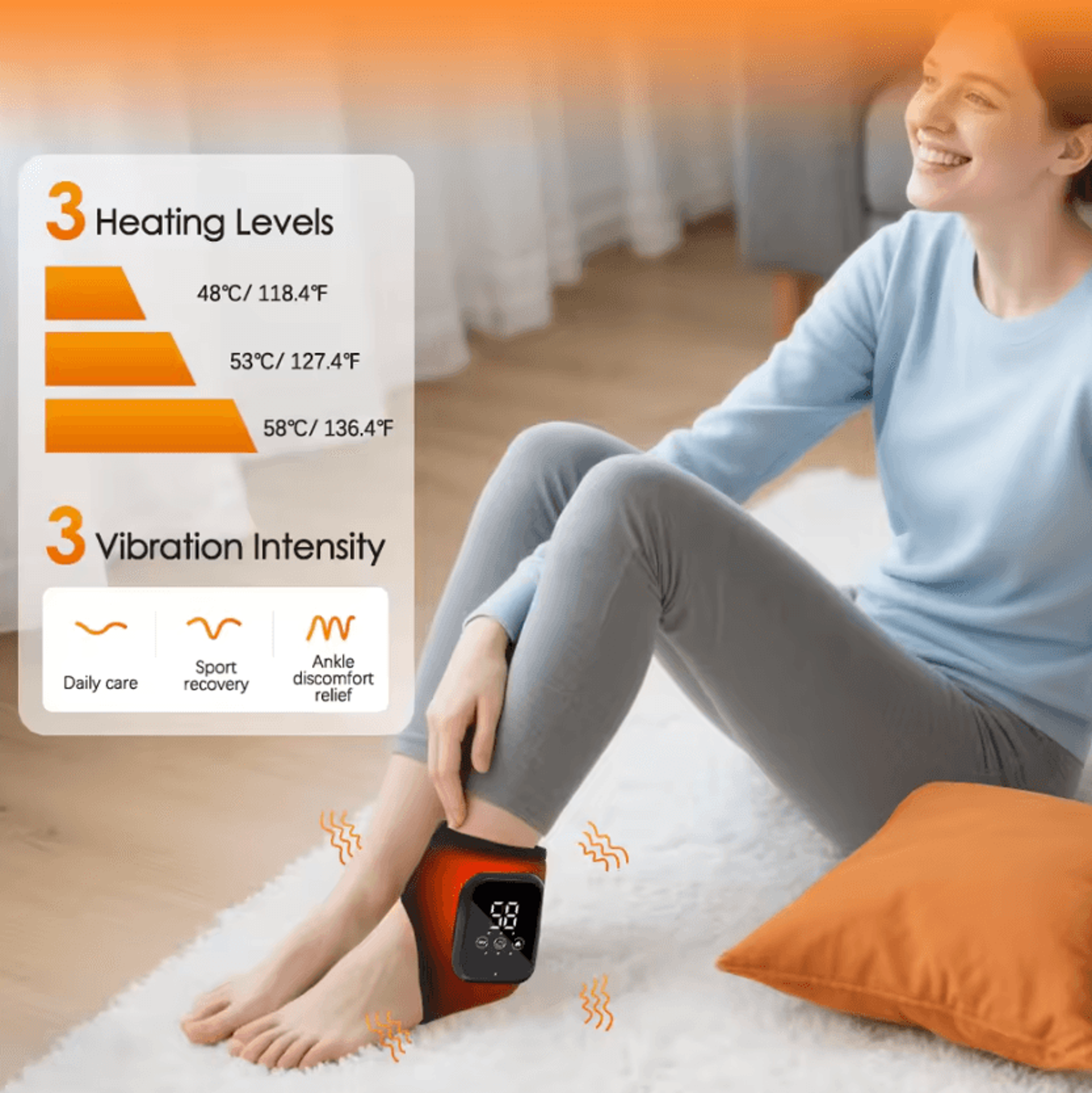 Electric Heated Ankle Massager With Vibration Hot Compress Foot Wrap For Relaxation And Everyday Co 1