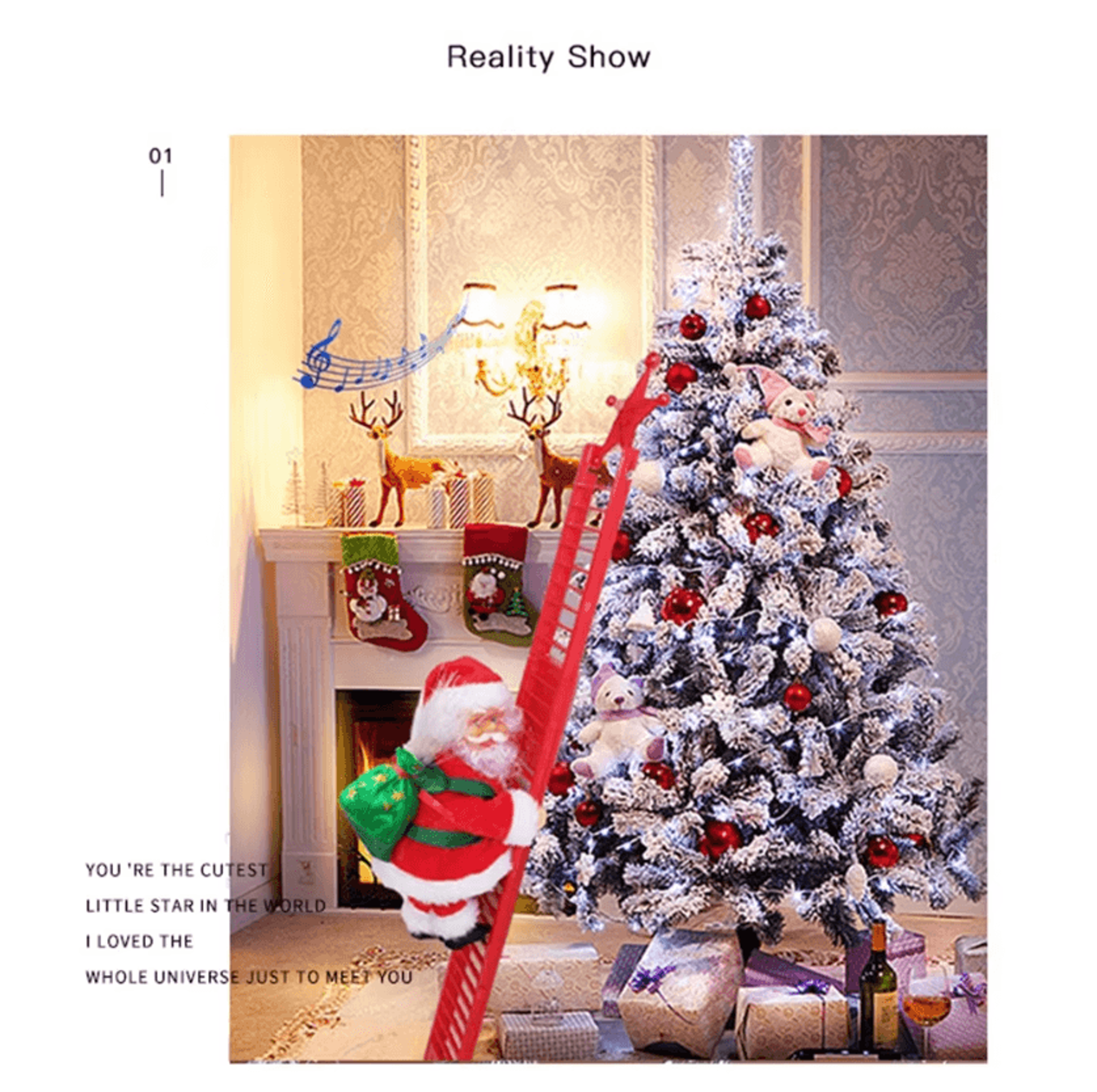Musical Climbing Santa Claus Ladder Decoration Animated Christmas Tree Ornament For Home And Holida 2