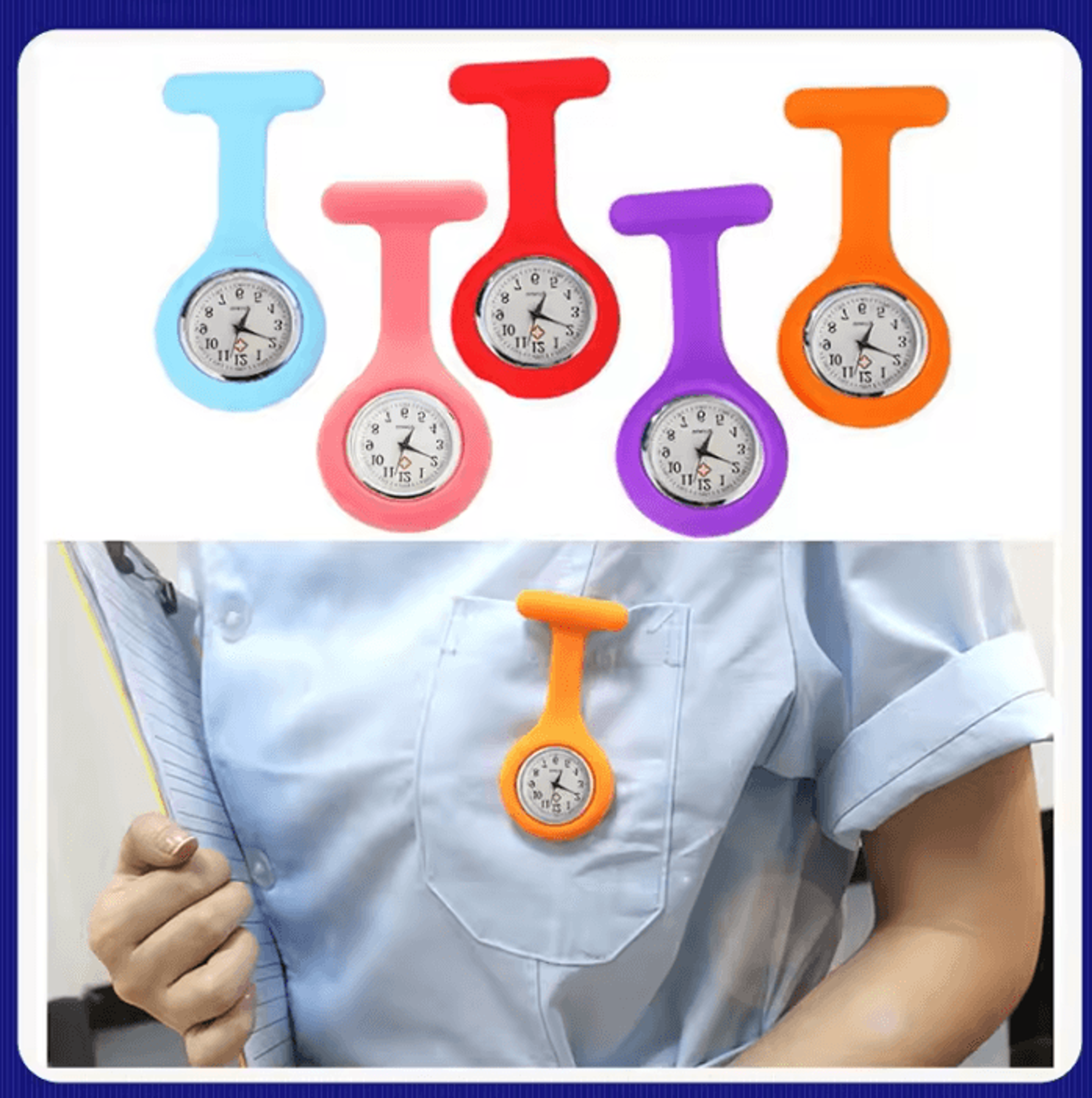 Mini Silicone Nurse Pocket Watch With Brooch Pin Compact Clip On Fob Watch For Healthcare Workers A 0