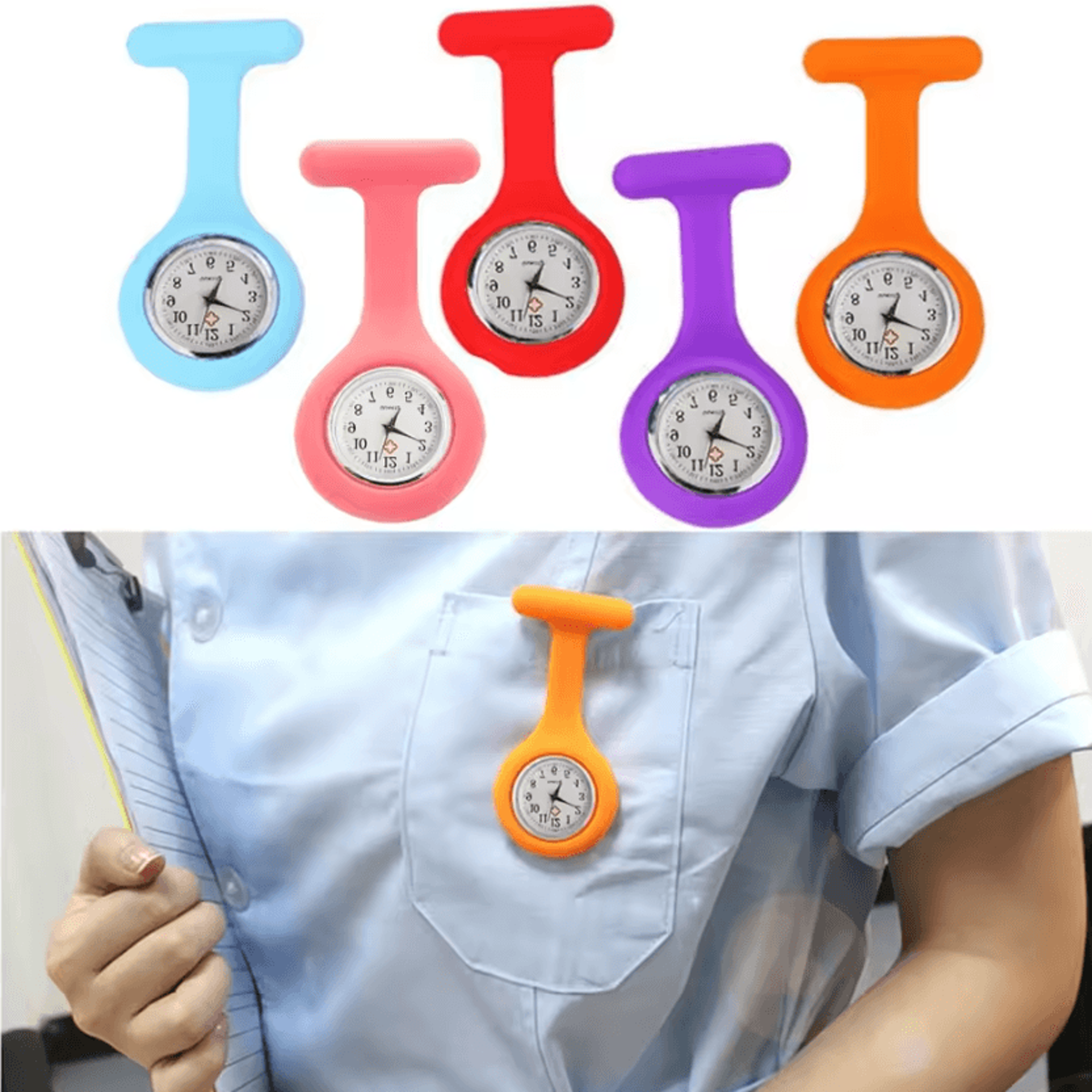 Fashion Silicone Nurse Fob Watch With Brooch Pin Portable Medical Pocket Watch For Doctors And Heal 0