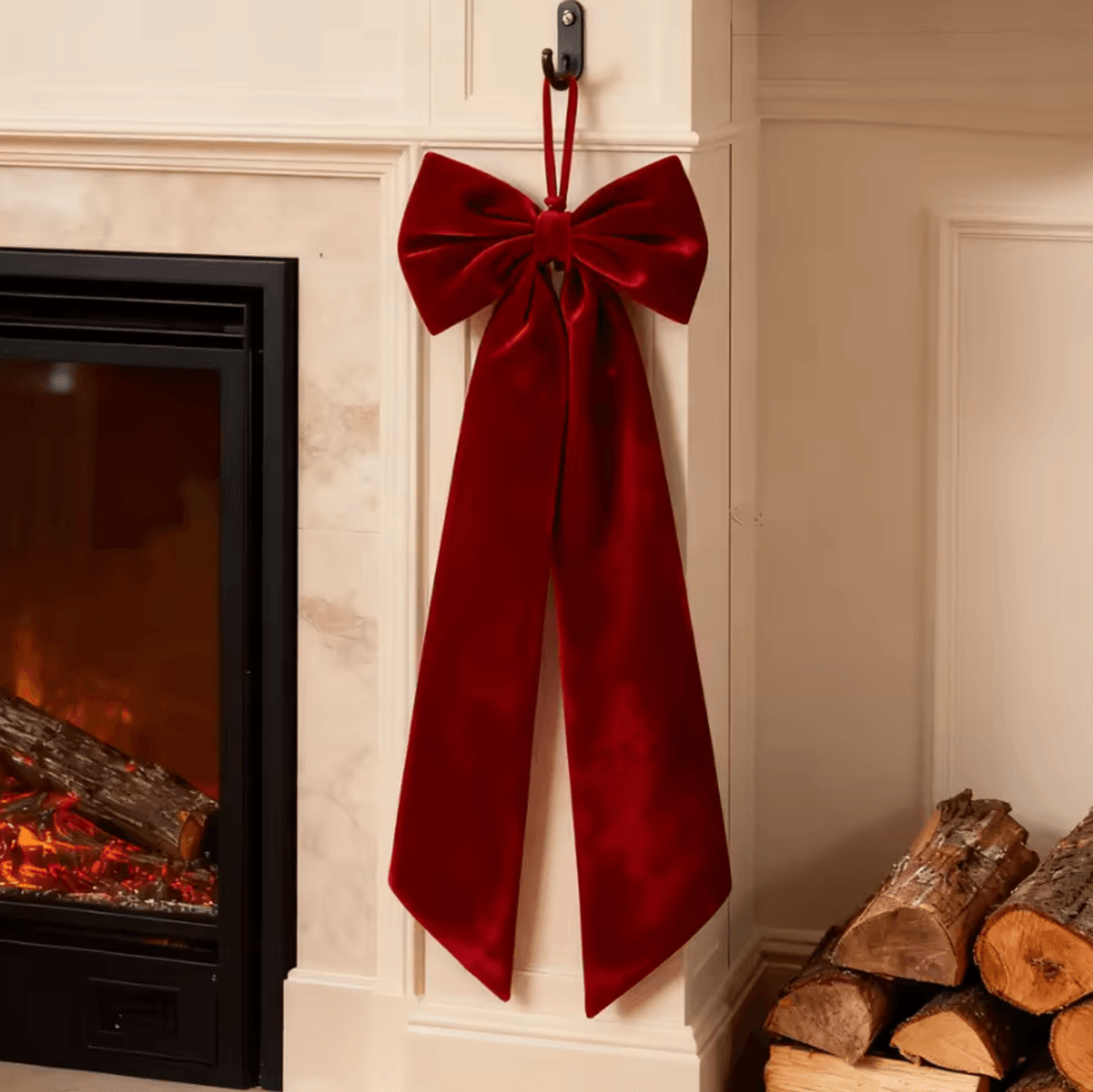 Oversized Red Velvet Christmas Bow Tree Topper Elegant Burgundy Ribbon Decoration For Holiday Wreat 2