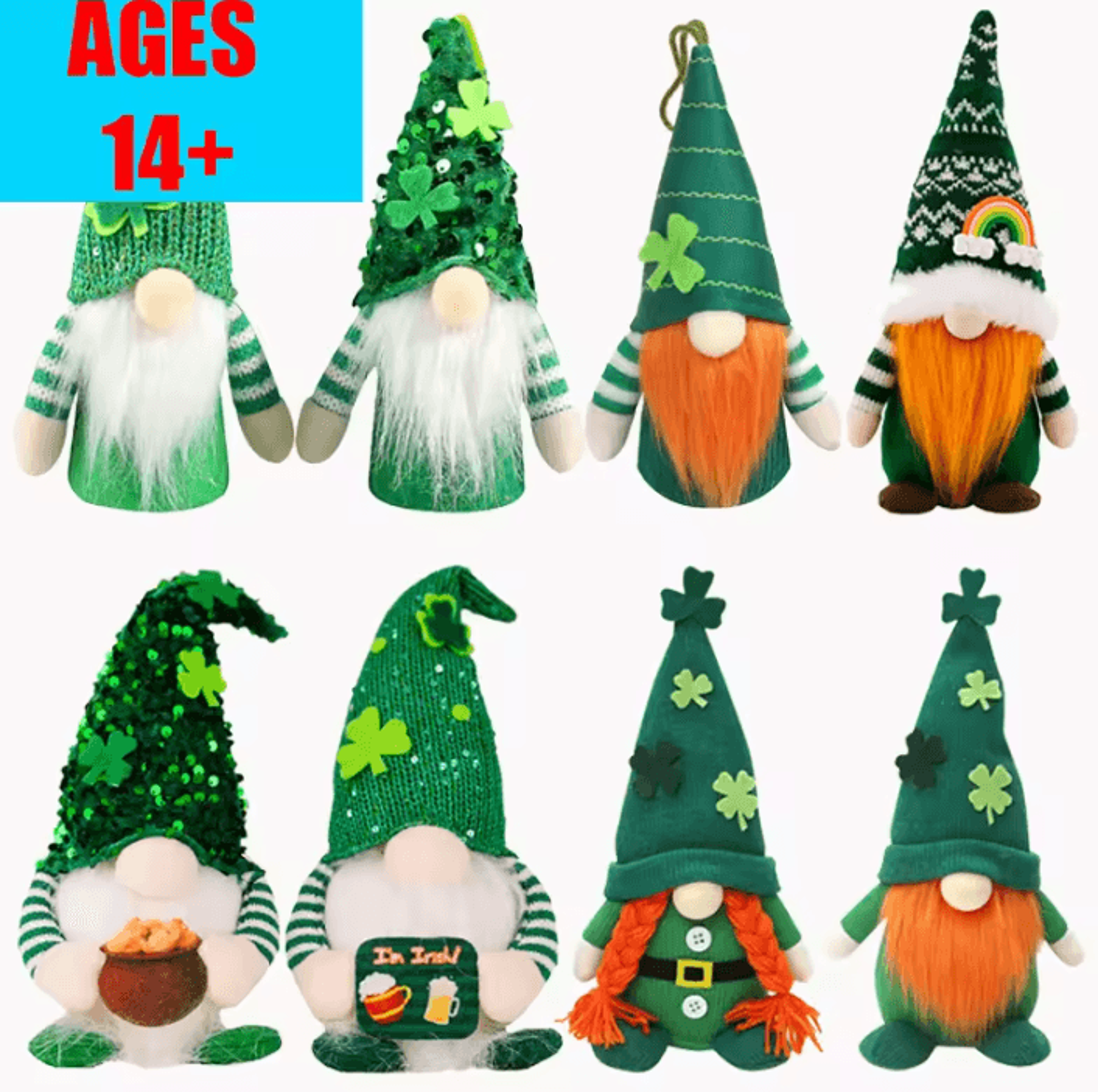 Cute Green Faceless Gnome Figurine St Patricks Day Irish Leaf Ornament For Home Table And Holiday D 0