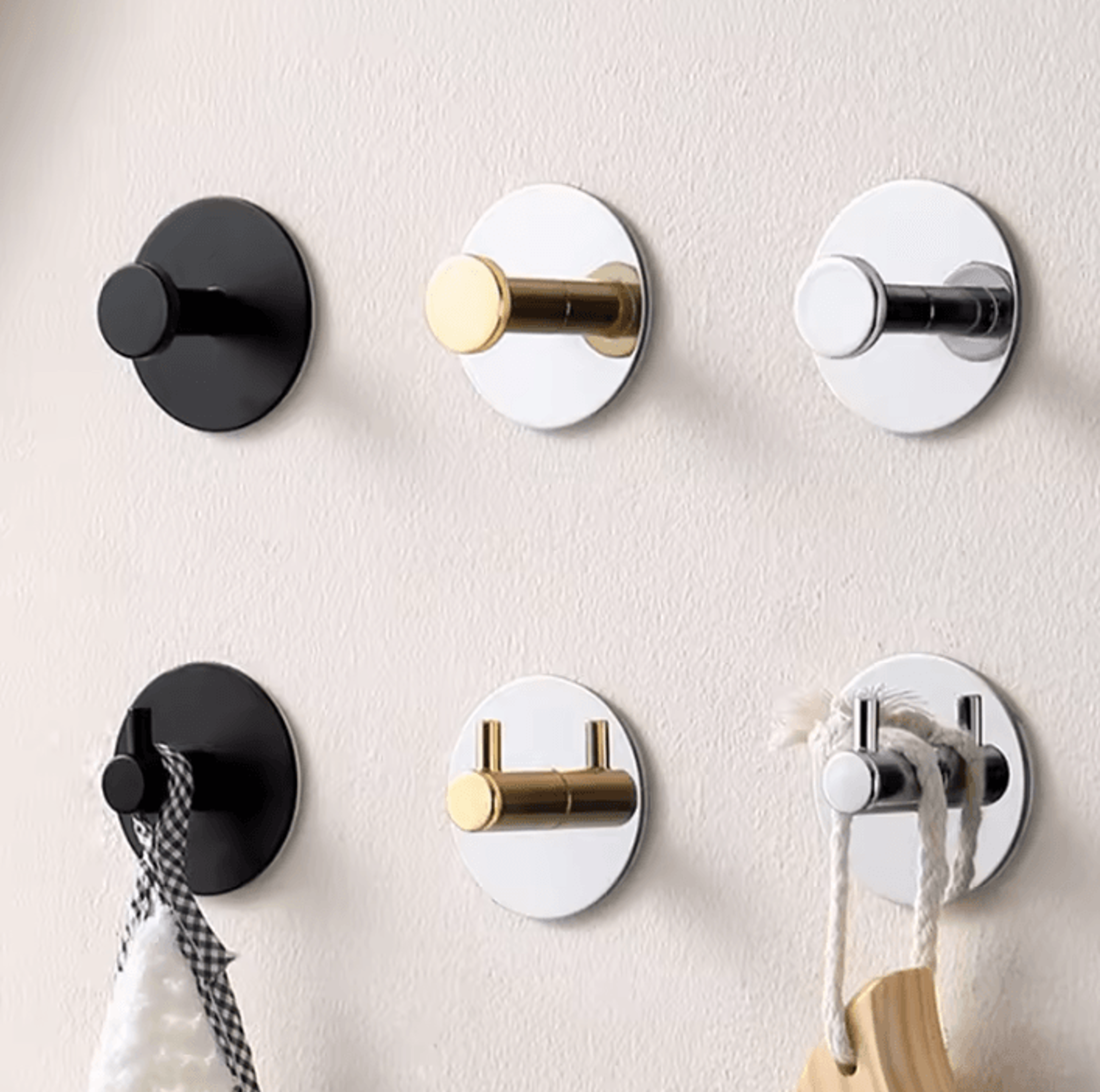 2 Piece Stainless Steel Adhesive Wall Hooks No Drill Towel And Coat Hangers For Bathroom Kitchen An 1