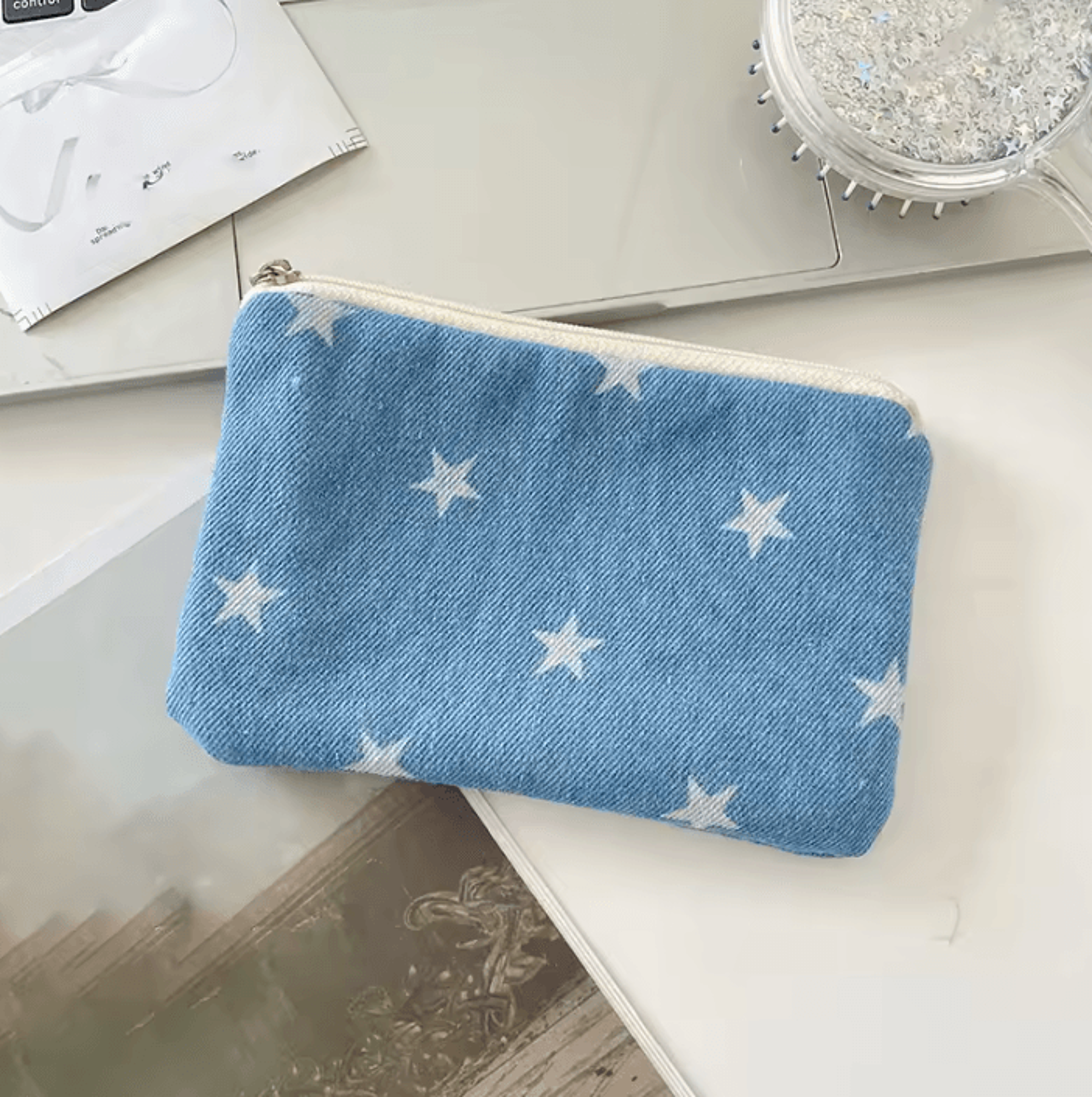 Star Print Zipper Coin Purse Portable Fabric Mini Wallet For Coins Lipstick Earbuds And Small Acces 4