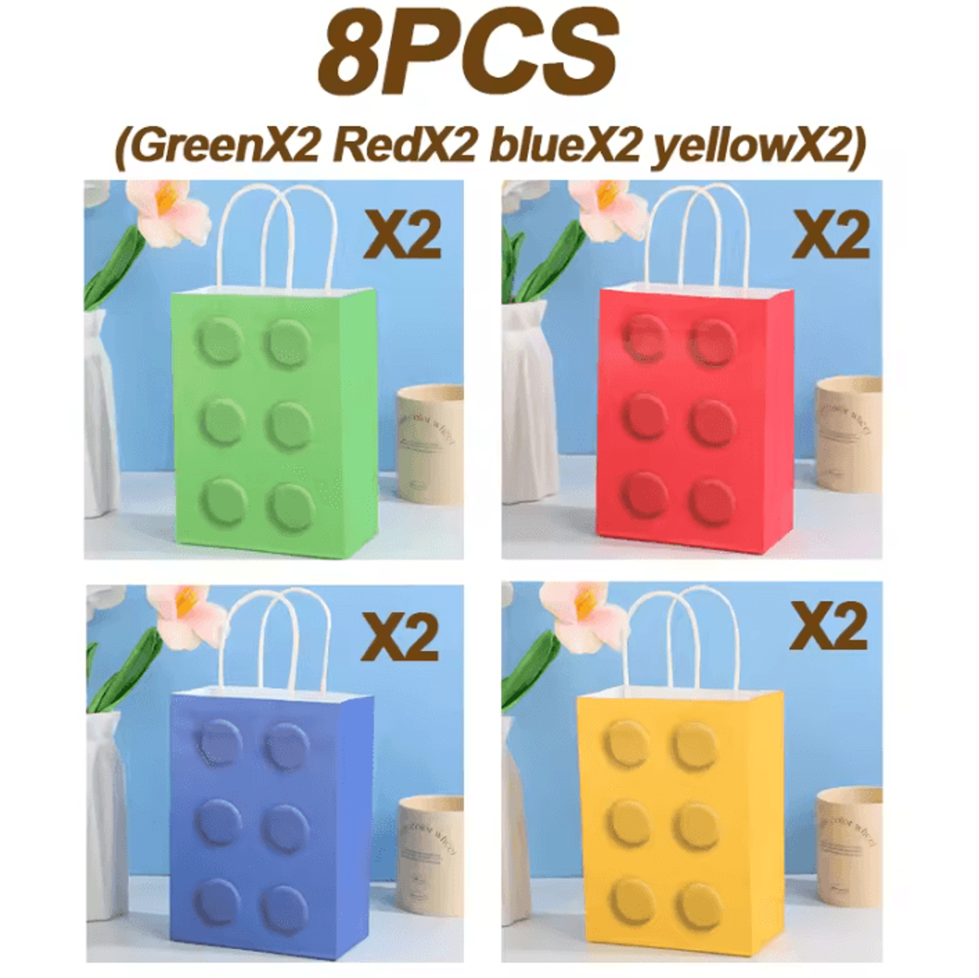 8 Piece Building Block Gift Bag Set Colorful Paper Party Favor Bags For Kids Birthday Celebrations  5