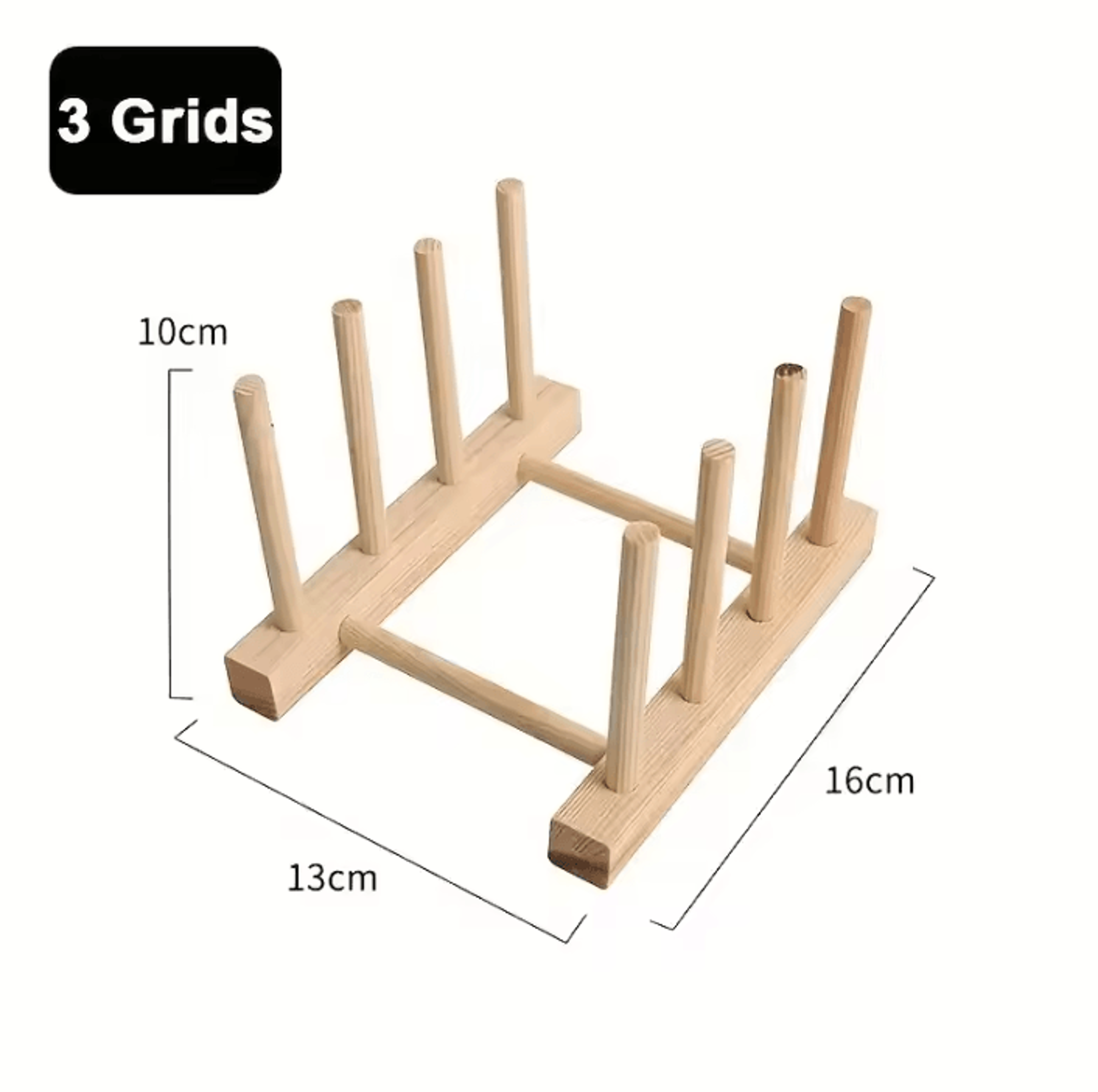 Wooden Plate Drying Rack Multifunctional Kitchen Dish Organizer Stand For Plates Cutting Boards And 3