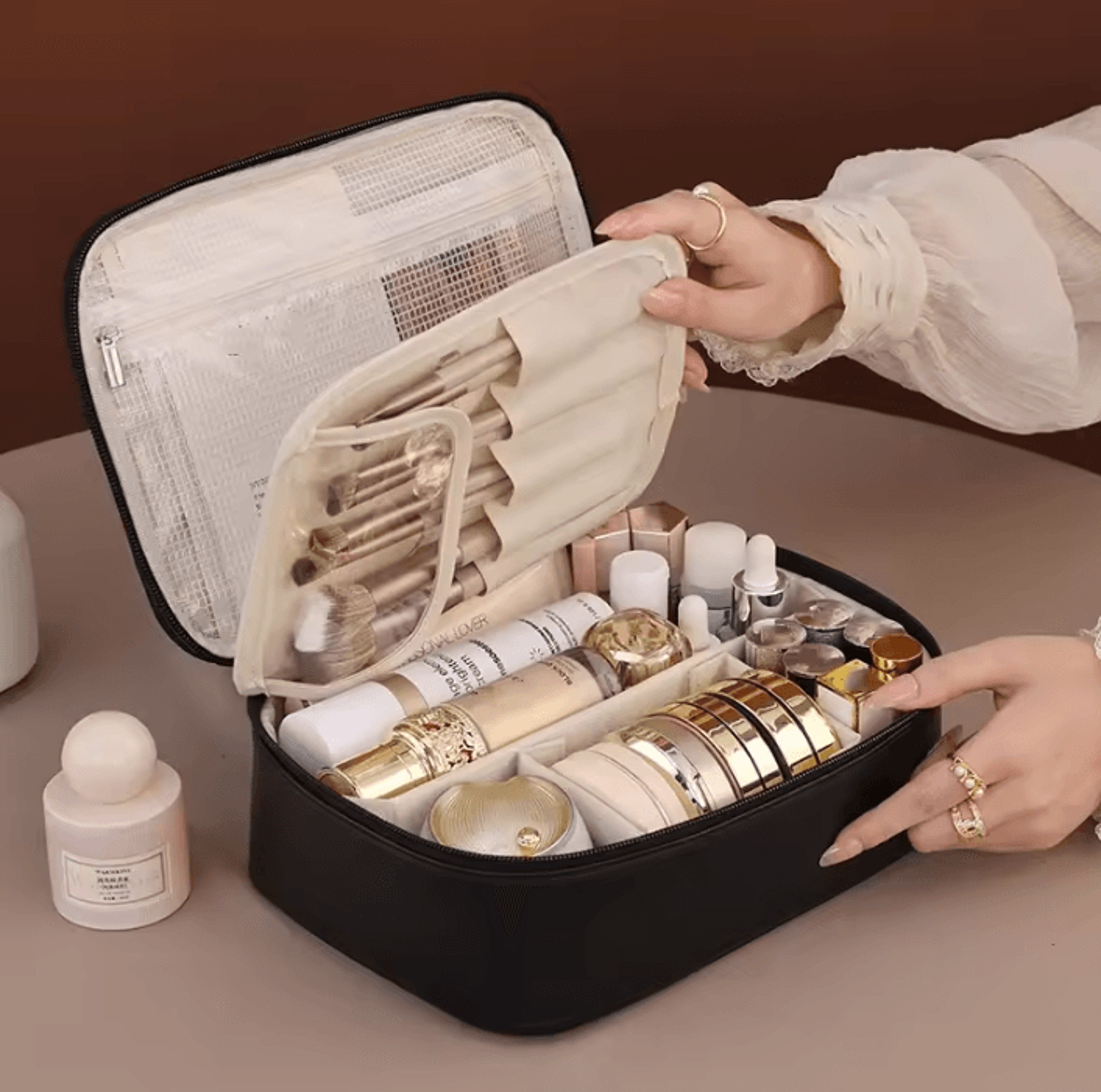 Large Capacity Multilayer Makeup Organizer Bag For Travel And Daily Storage 5