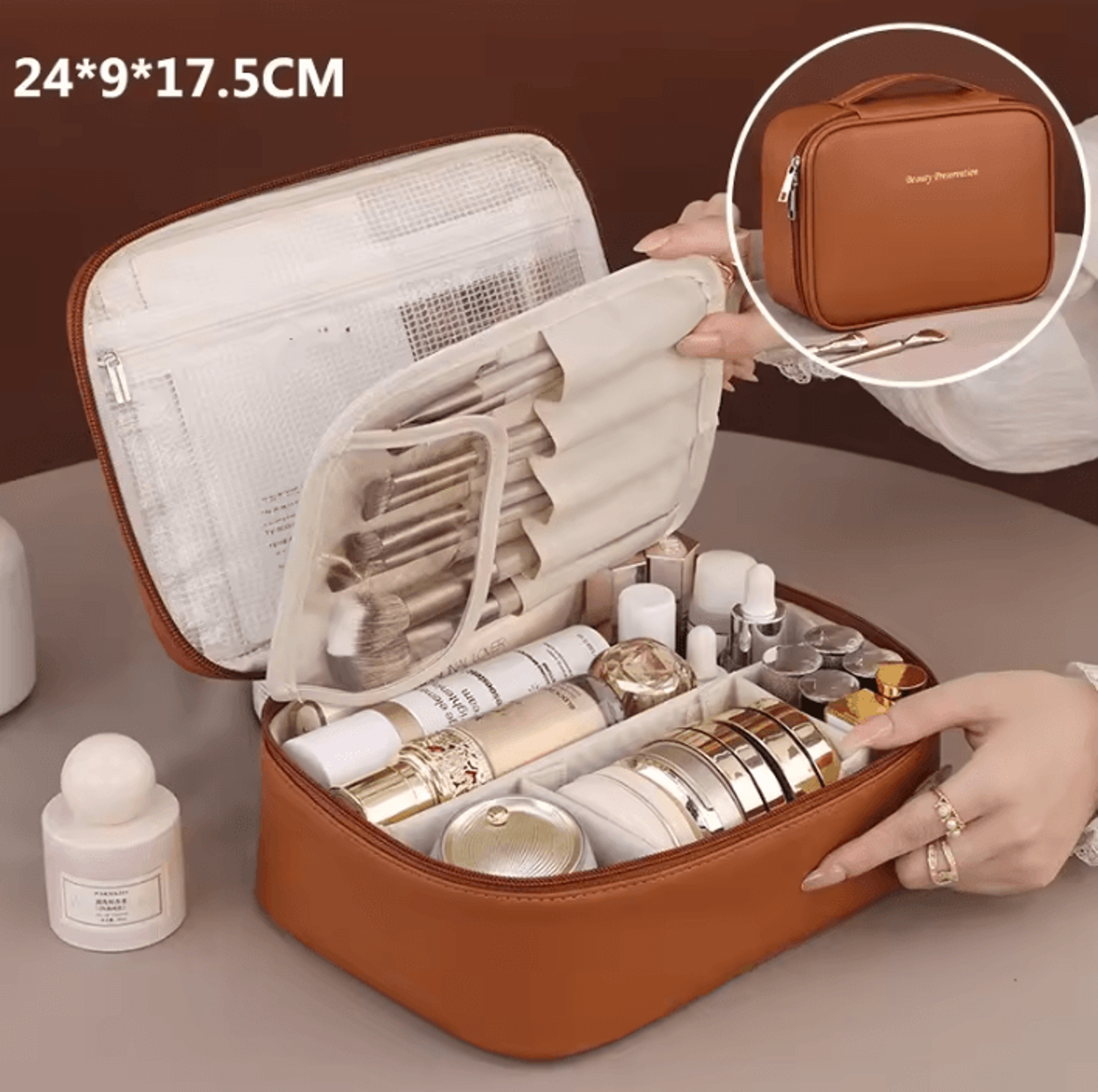 Large Capacity Multilayer Makeup Organizer Bag For Travel And Daily Storage 6
