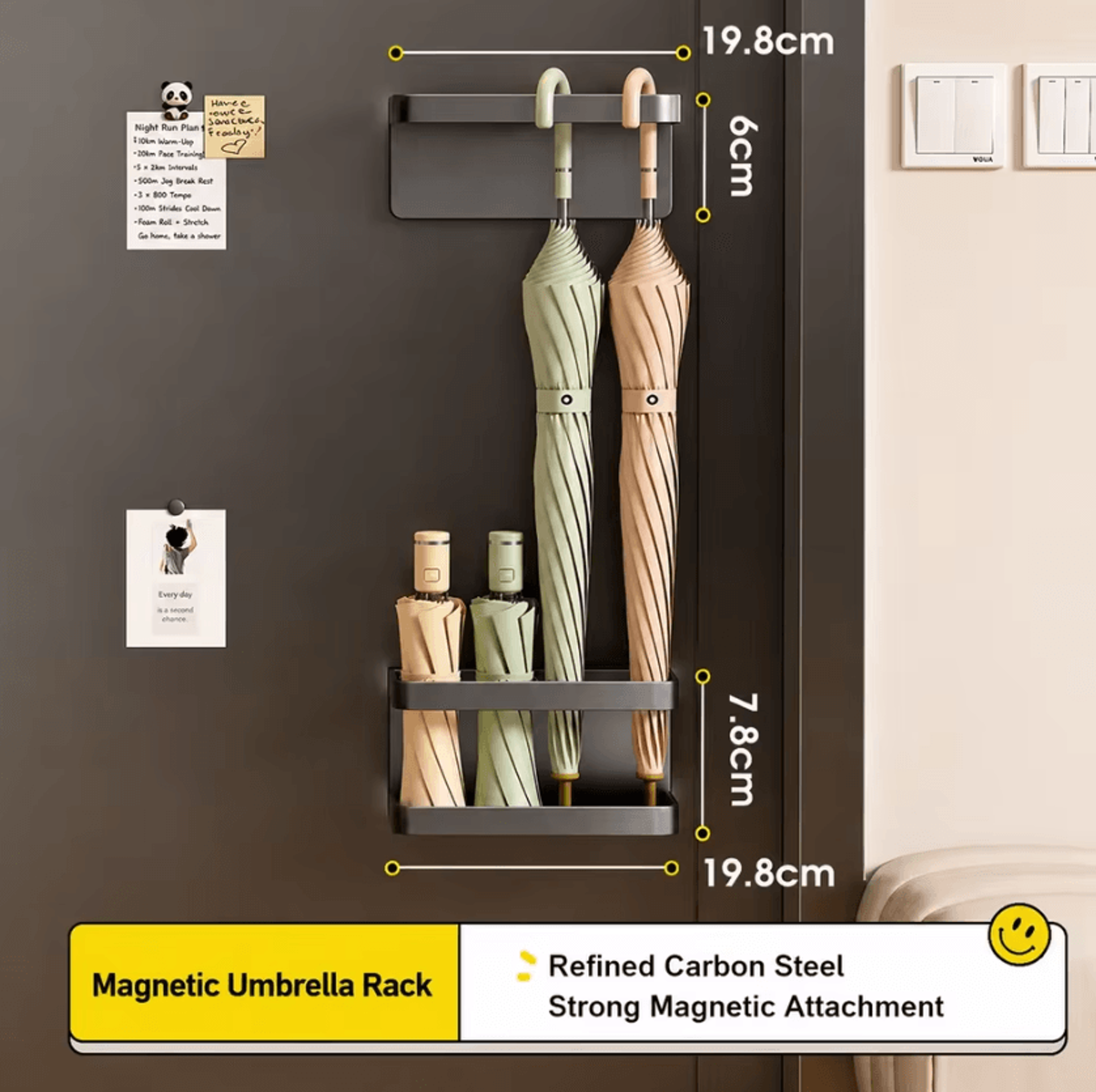 Magnetic Carbon Steel Door Storage Rack With Hooks For Entryway Organization 6