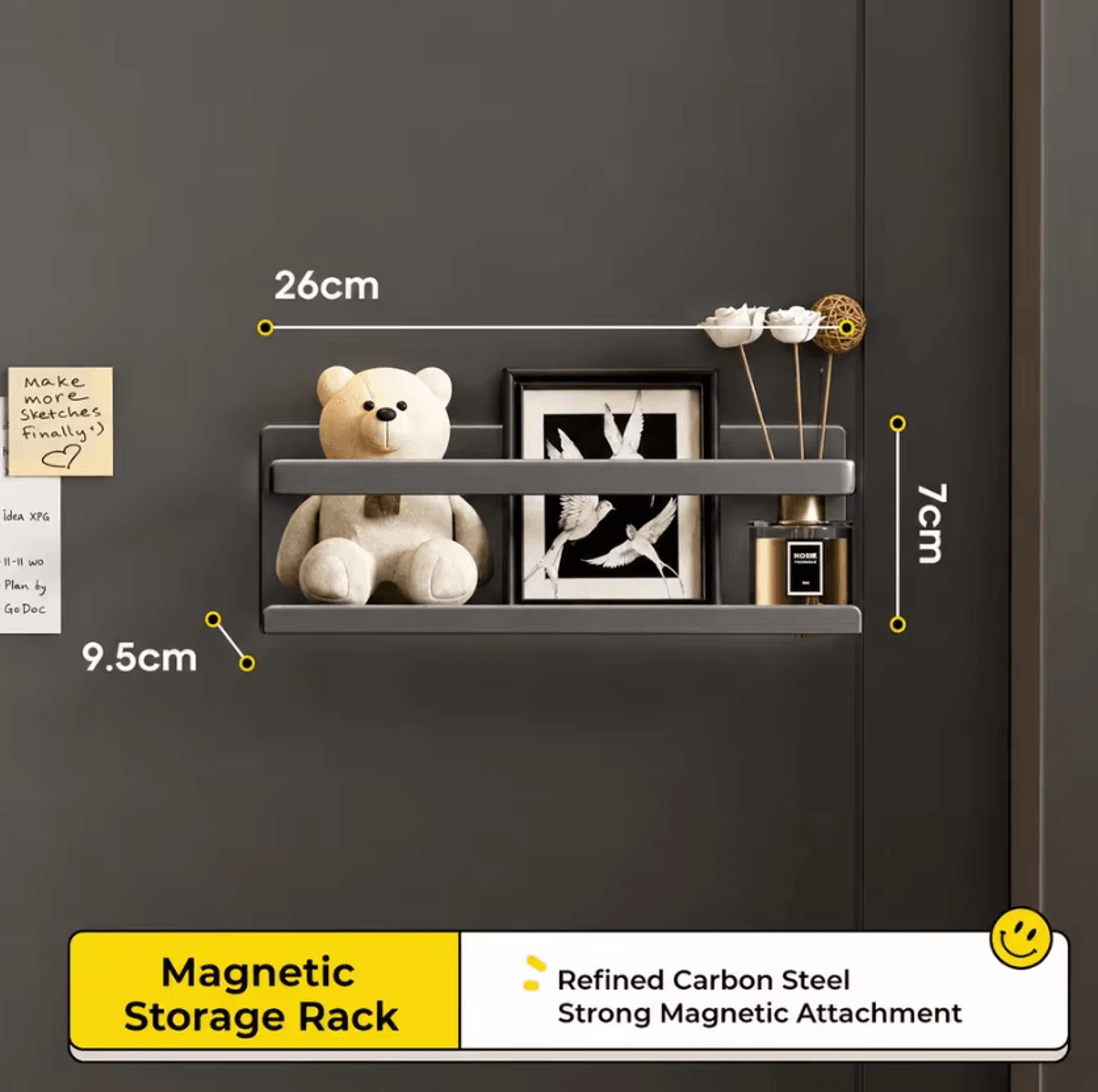 Magnetic Carbon Steel Door Storage Rack With Hooks For Entryway Organization 11