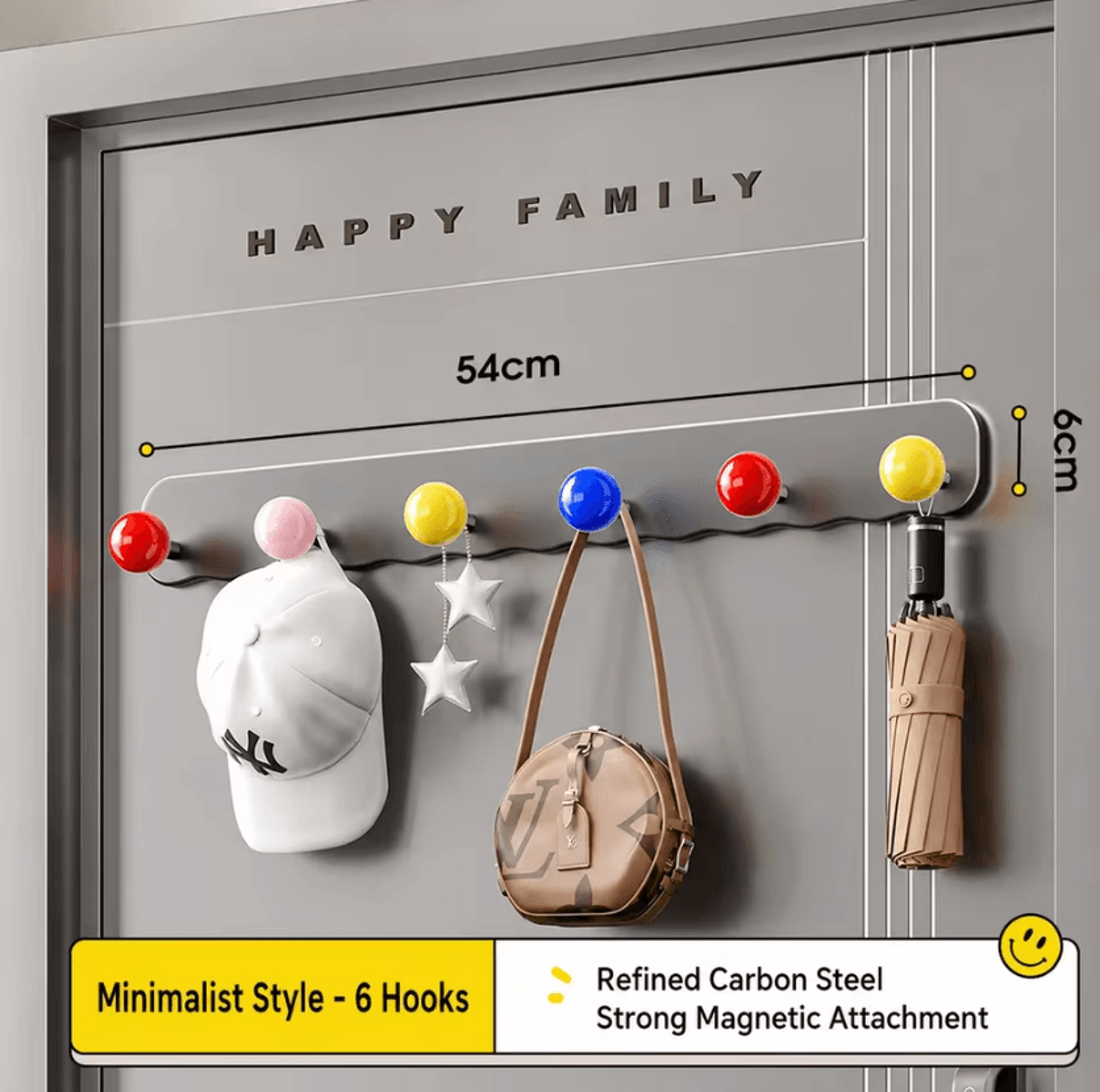 Heavy Duty Magnetic Door Organizer Rack With Carbon Steel Storage Hooks 10