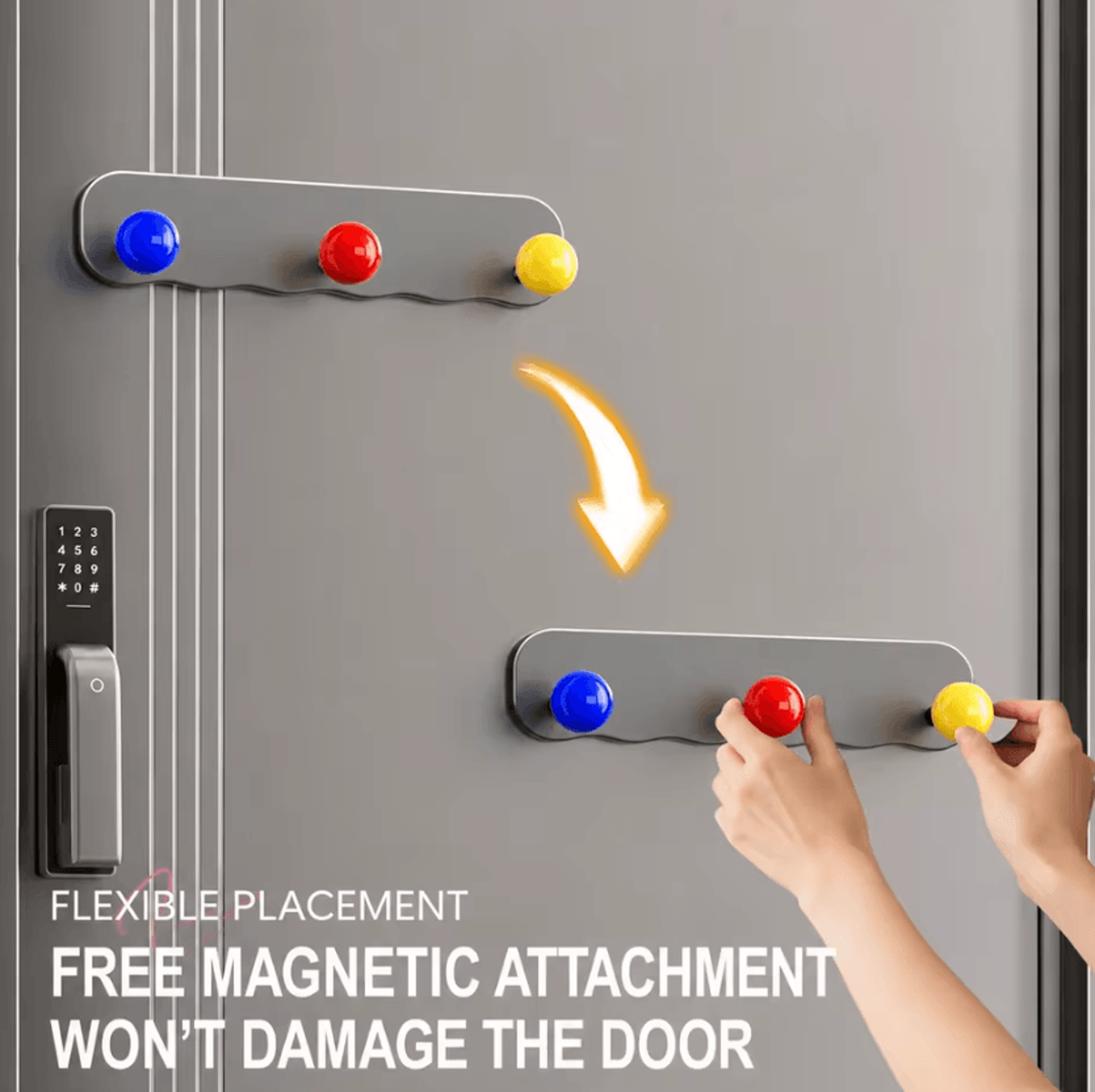 Heavy Duty Magnetic Door Organizer Rack With Carbon Steel Storage Hooks 4