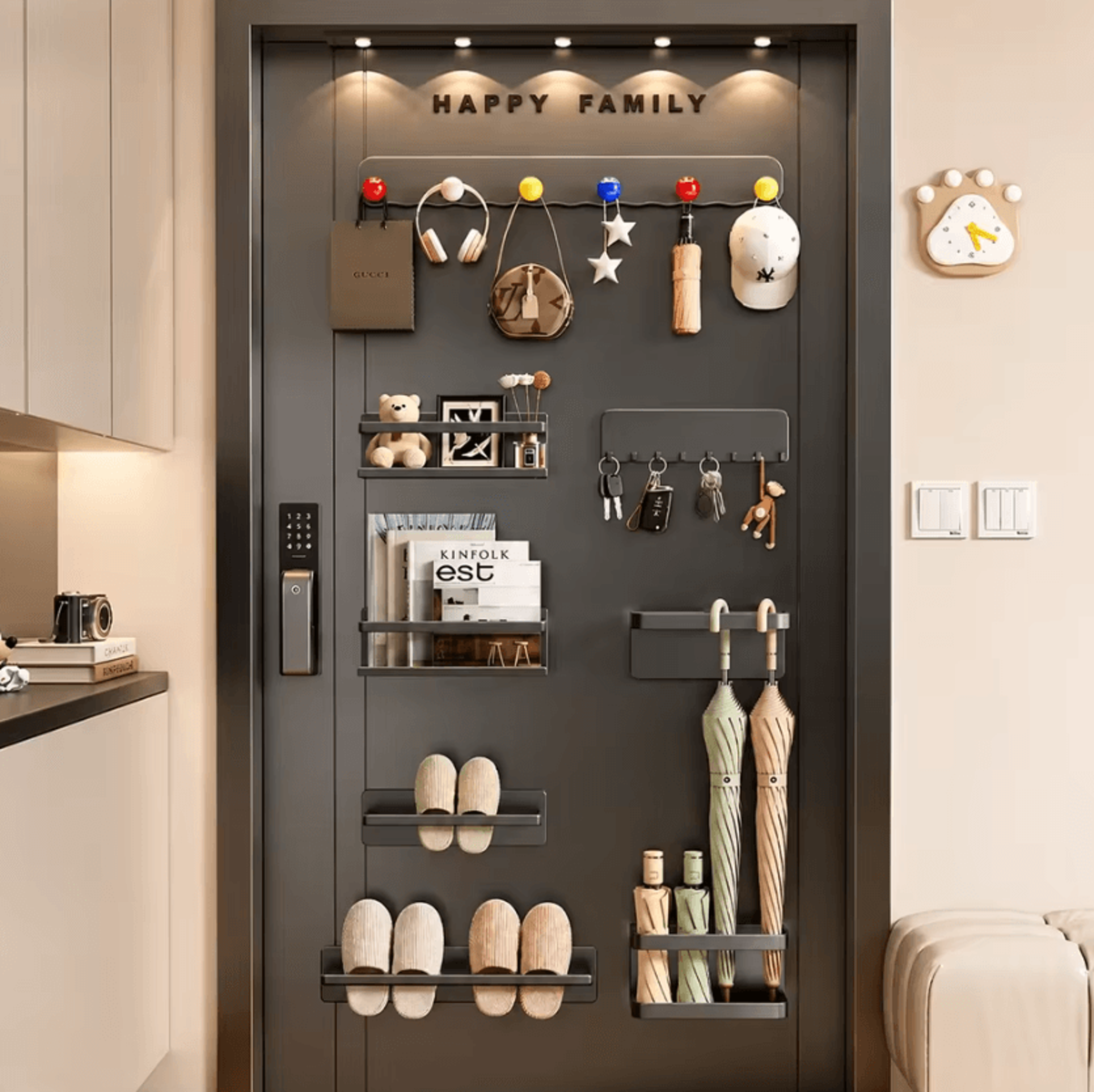 Heavy Duty Magnetic Door Organizer Rack With Carbon Steel Storage Hooks 1