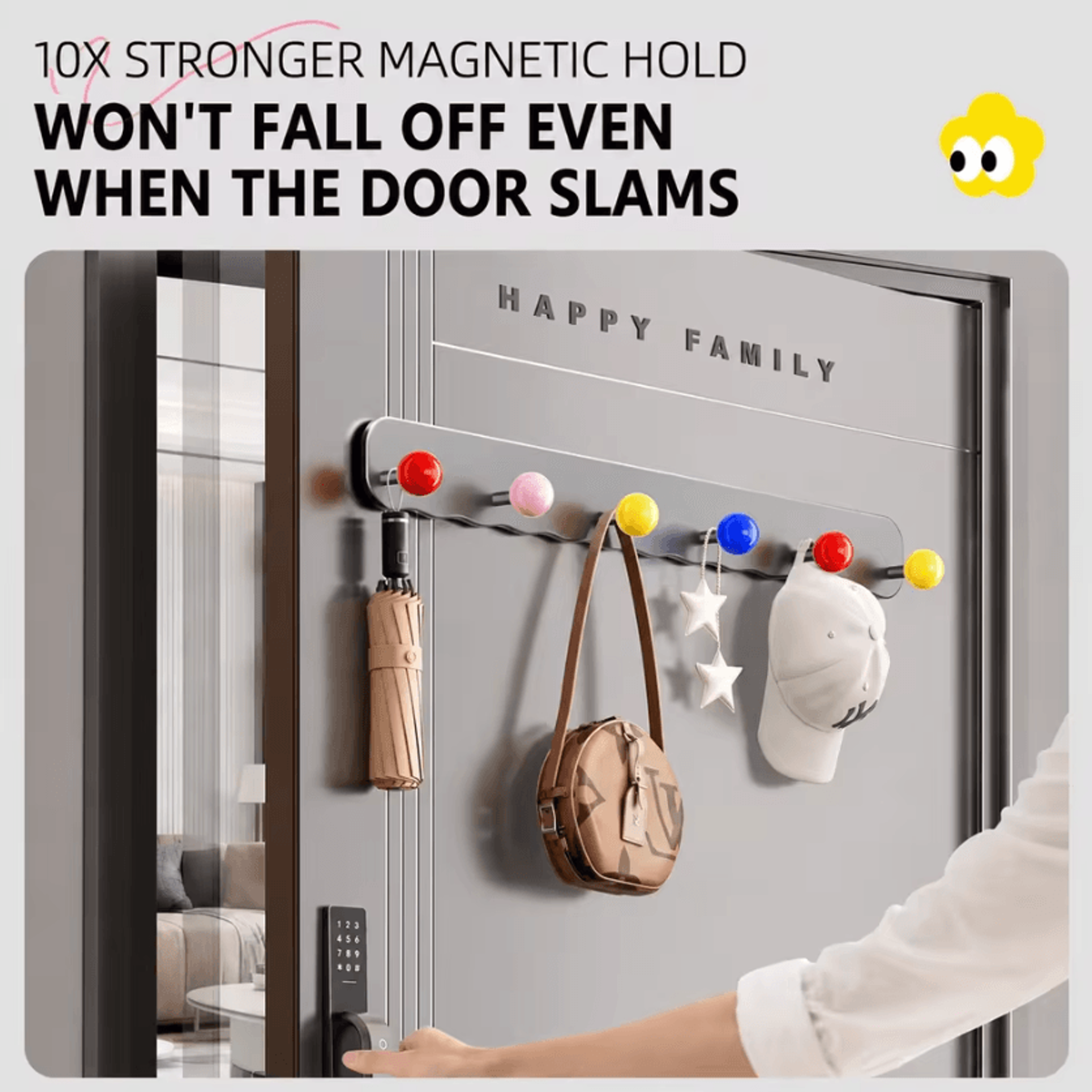 Heavy Duty Magnetic Door Organizer Rack With Carbon Steel Storage Hooks 2