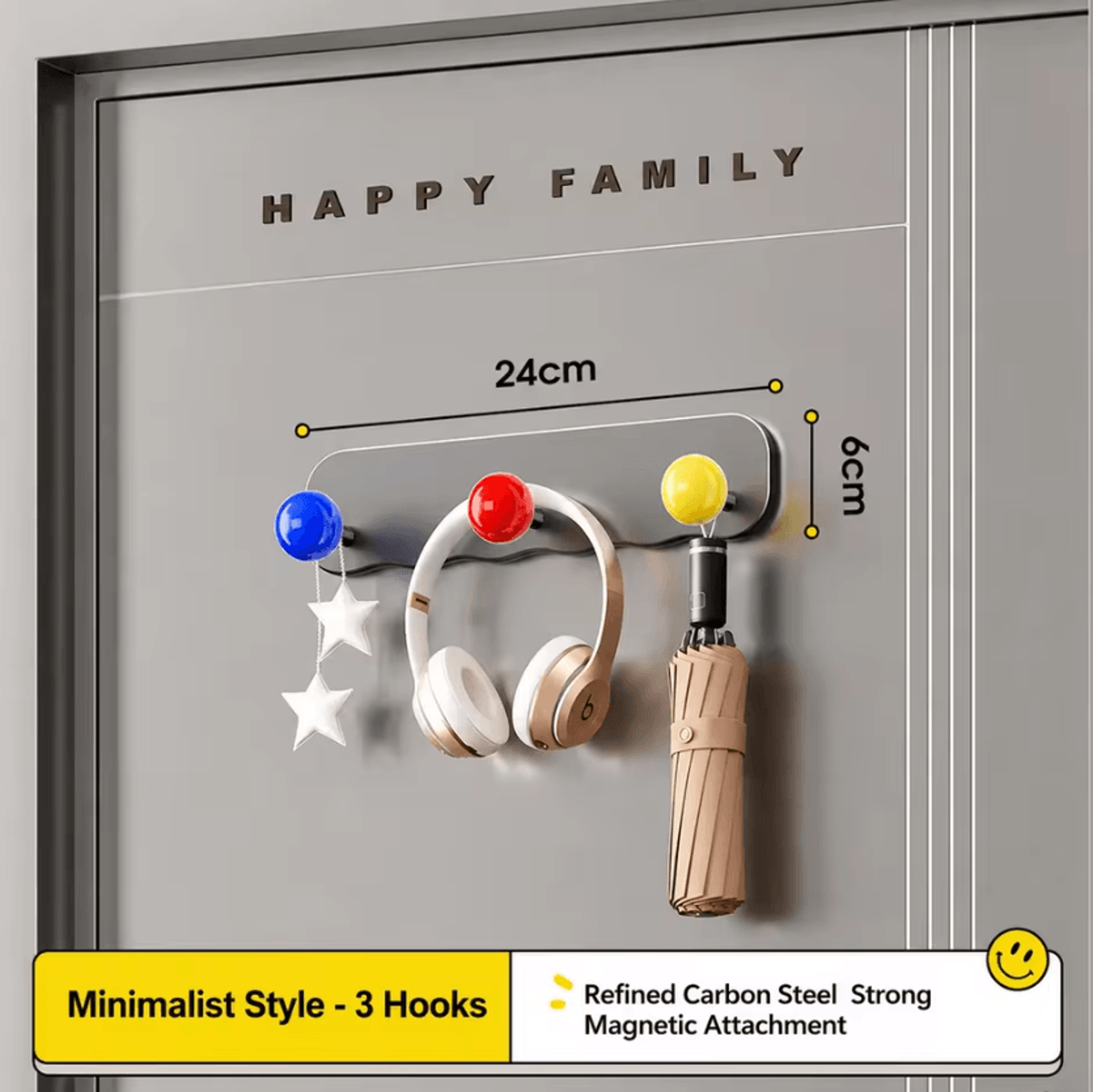 Heavy Duty Magnetic Door Organizer Rack With Carbon Steel Storage Hooks 12