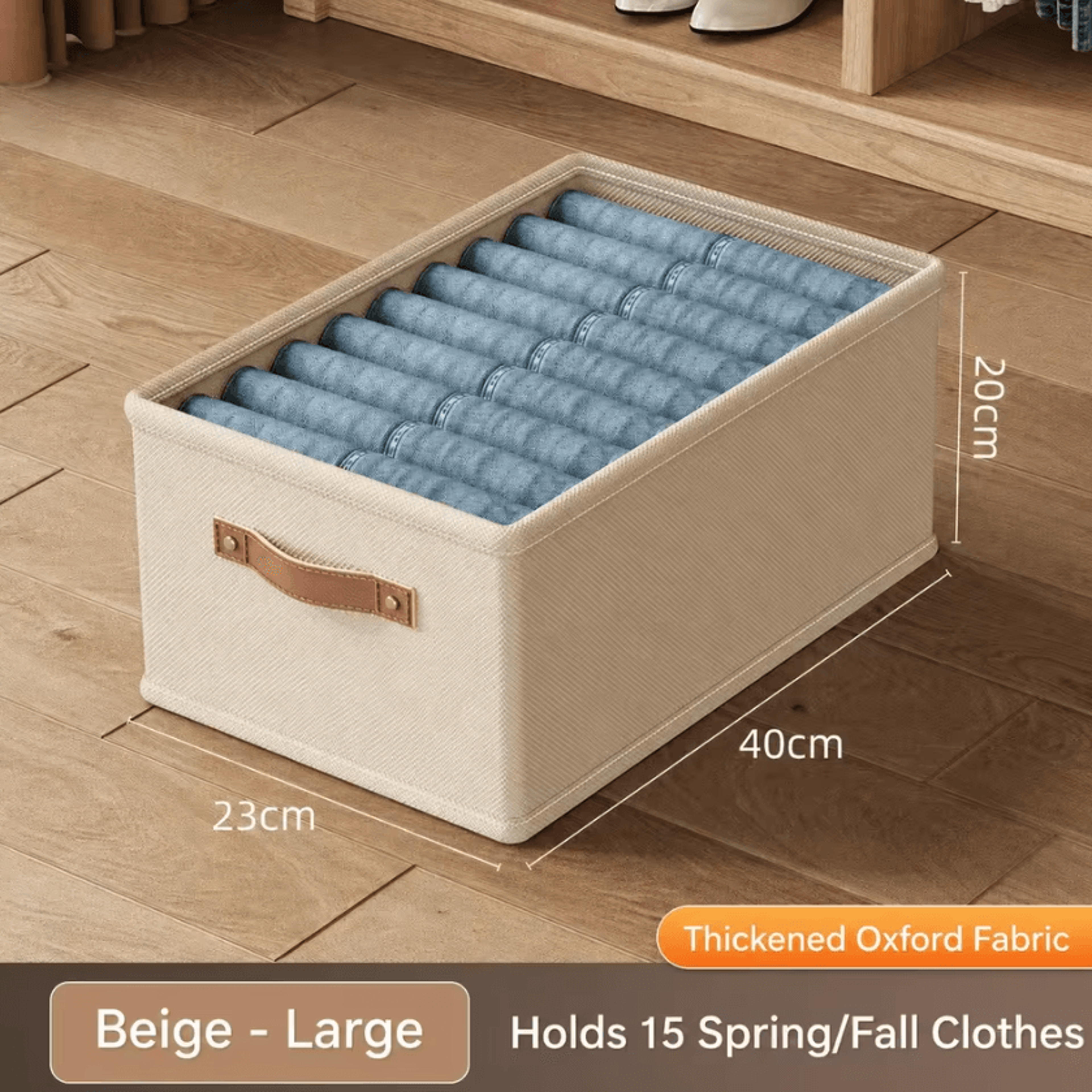 Large Capacity Foldable Oxford Fabric Closet Storage Basket With Handles 8