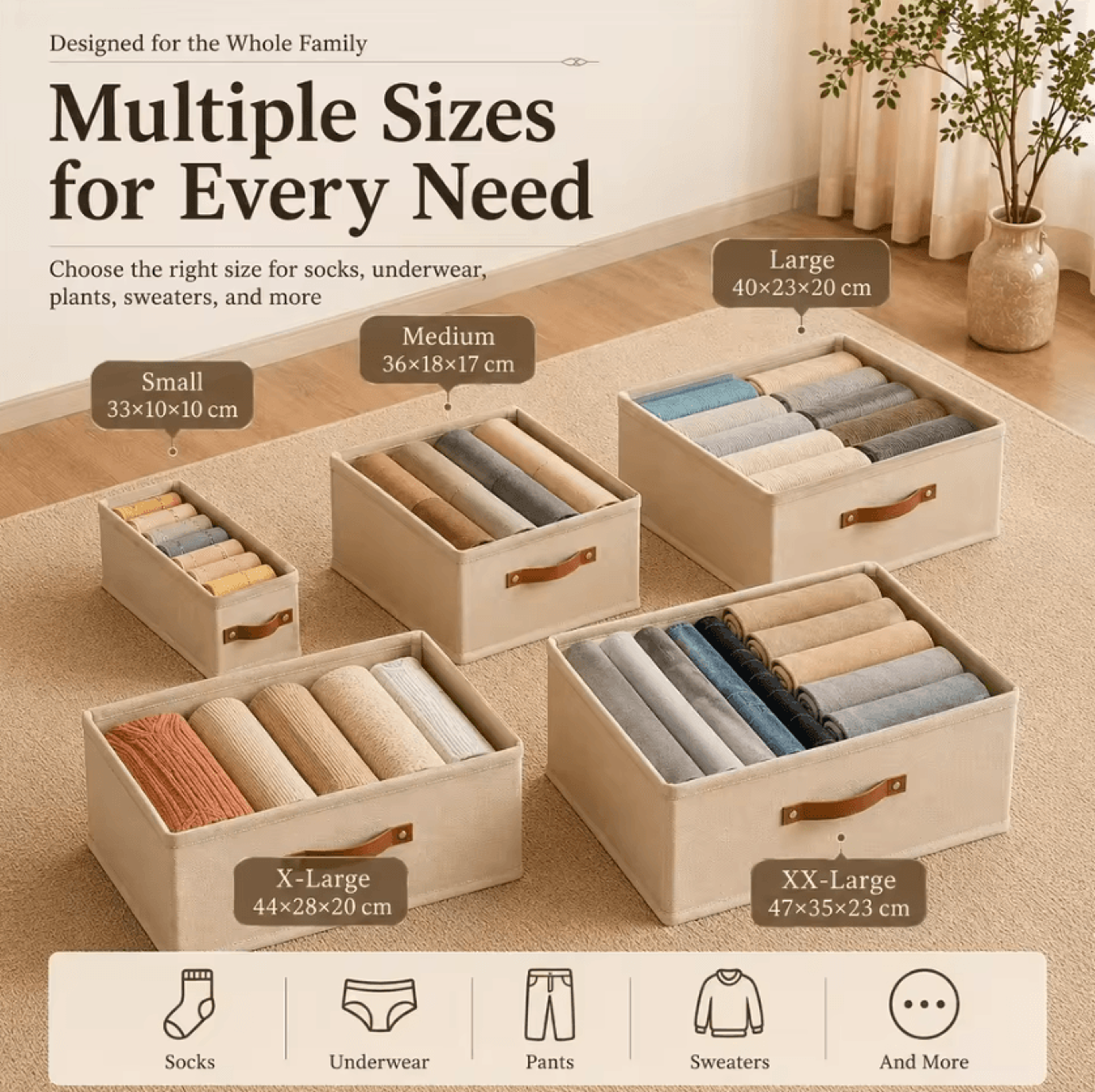 Large Capacity Foldable Oxford Fabric Closet Storage Basket With Handles 5