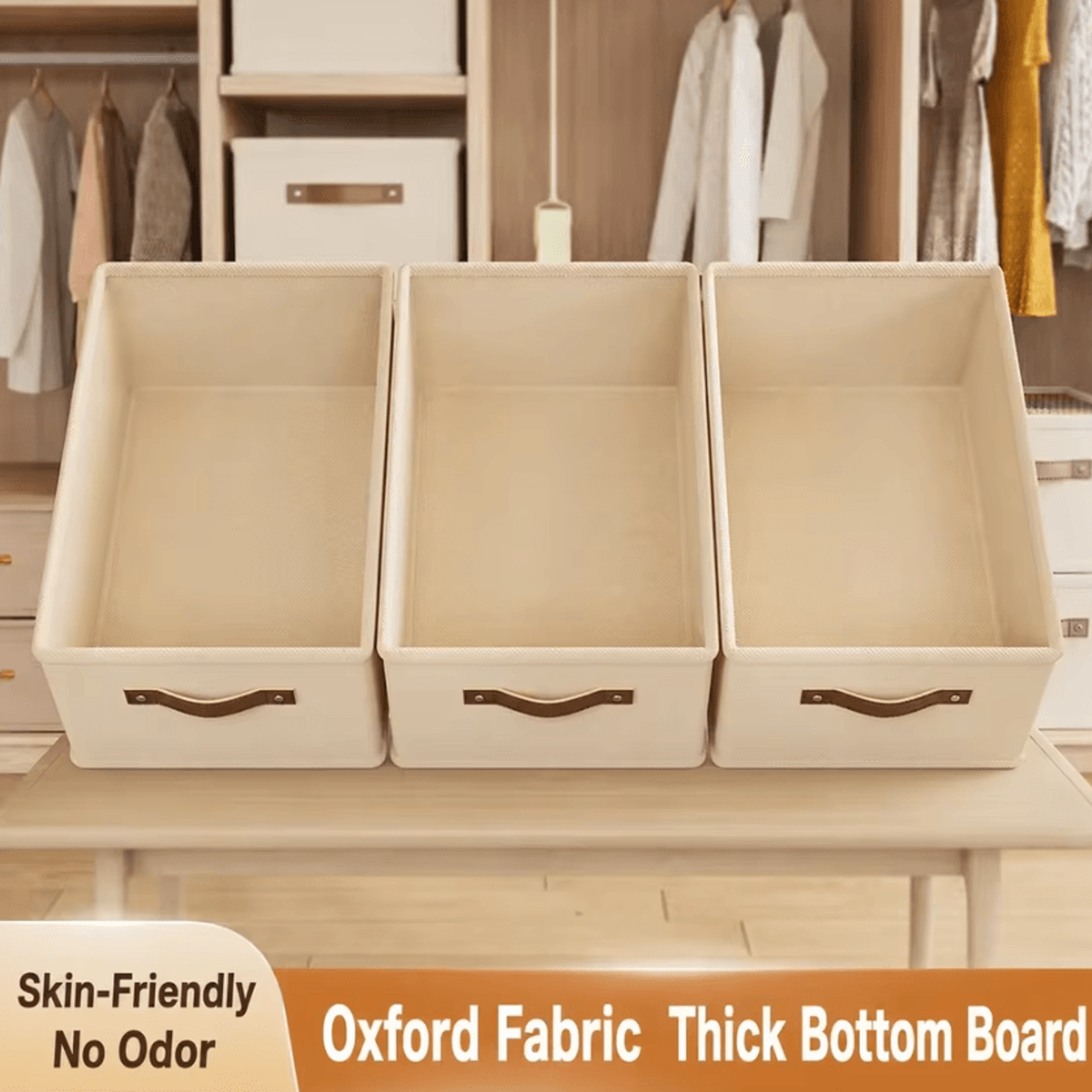 Large Capacity Foldable Oxford Fabric Closet Storage Basket With Handles 1