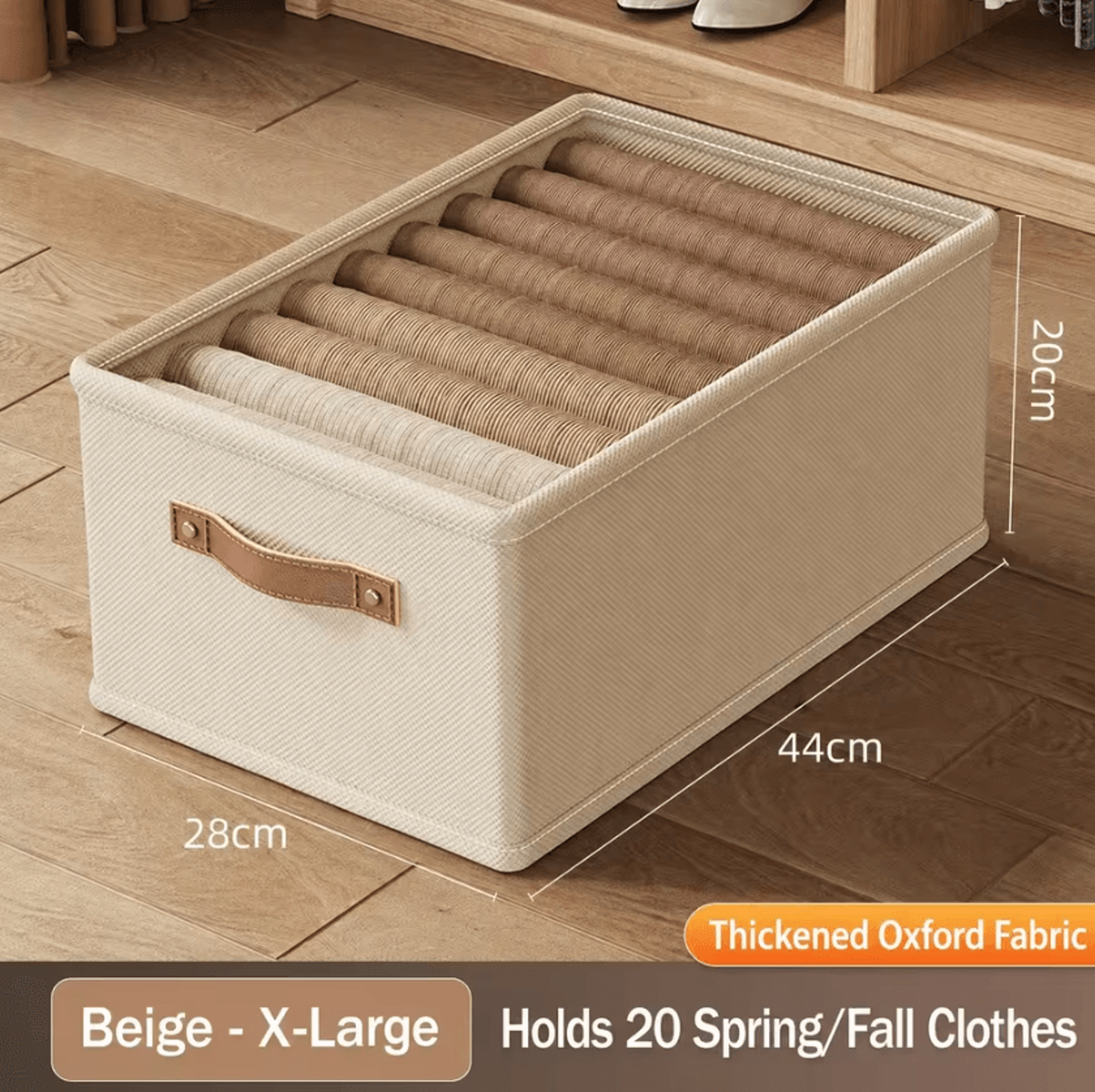 Large Capacity Foldable Oxford Fabric Closet Storage Basket With Handles 10