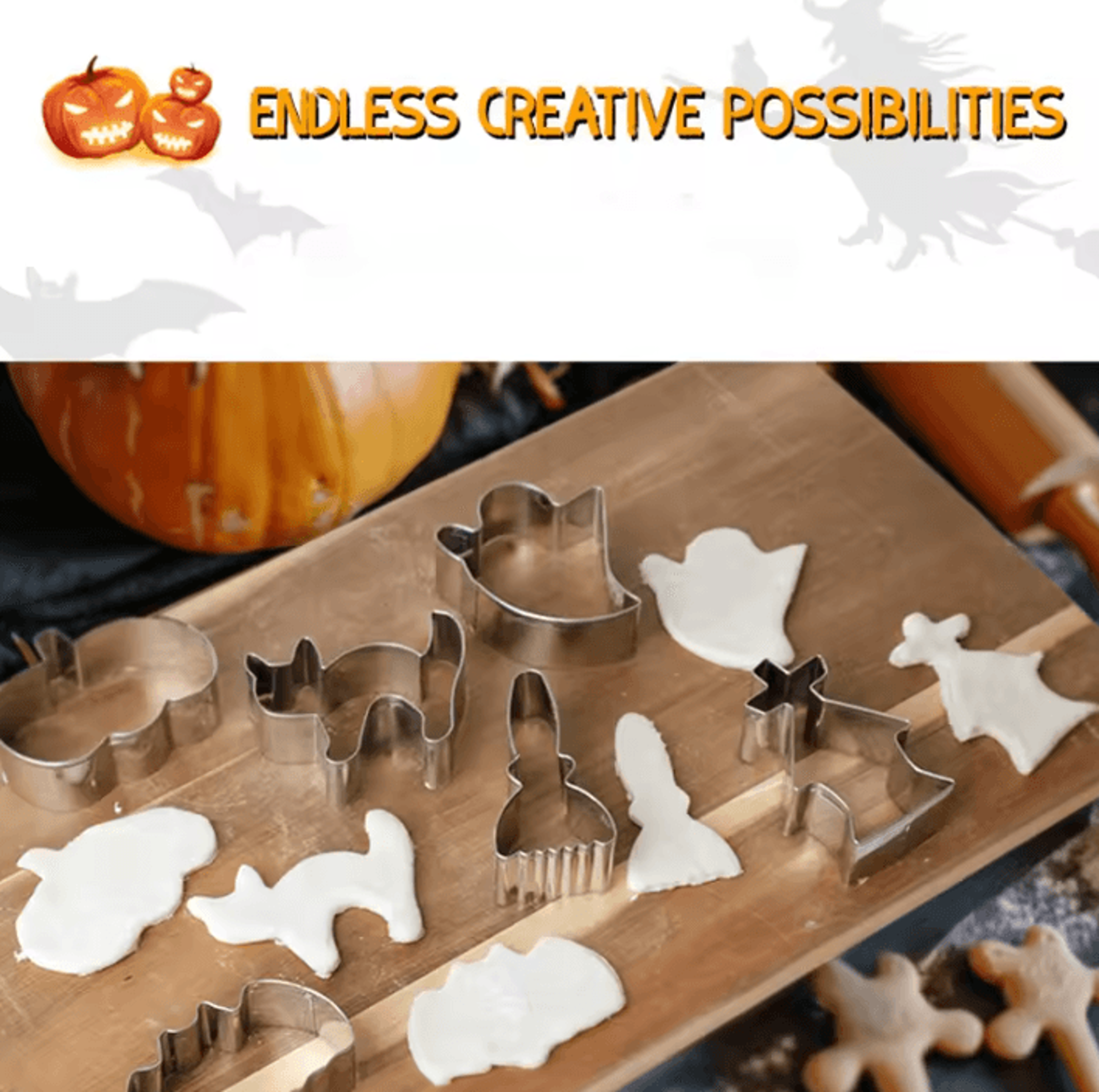 Halloween Metal Cookie Cutter Set For Pumpkin Ghost And Bat Shaped Baking 2