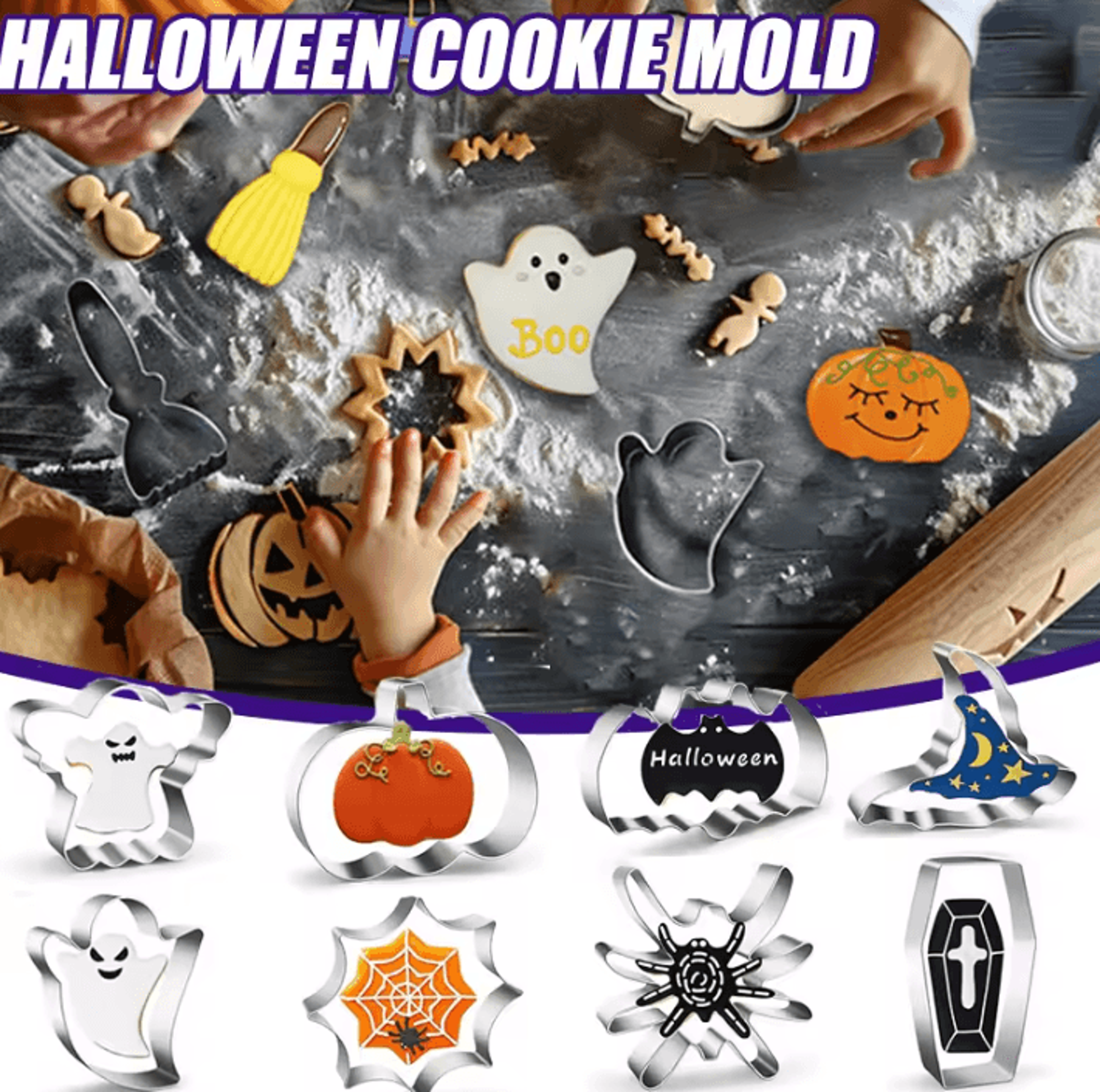 Halloween Metal Cookie Cutter Set For Pumpkin Ghost And Bat Shaped Baking 0