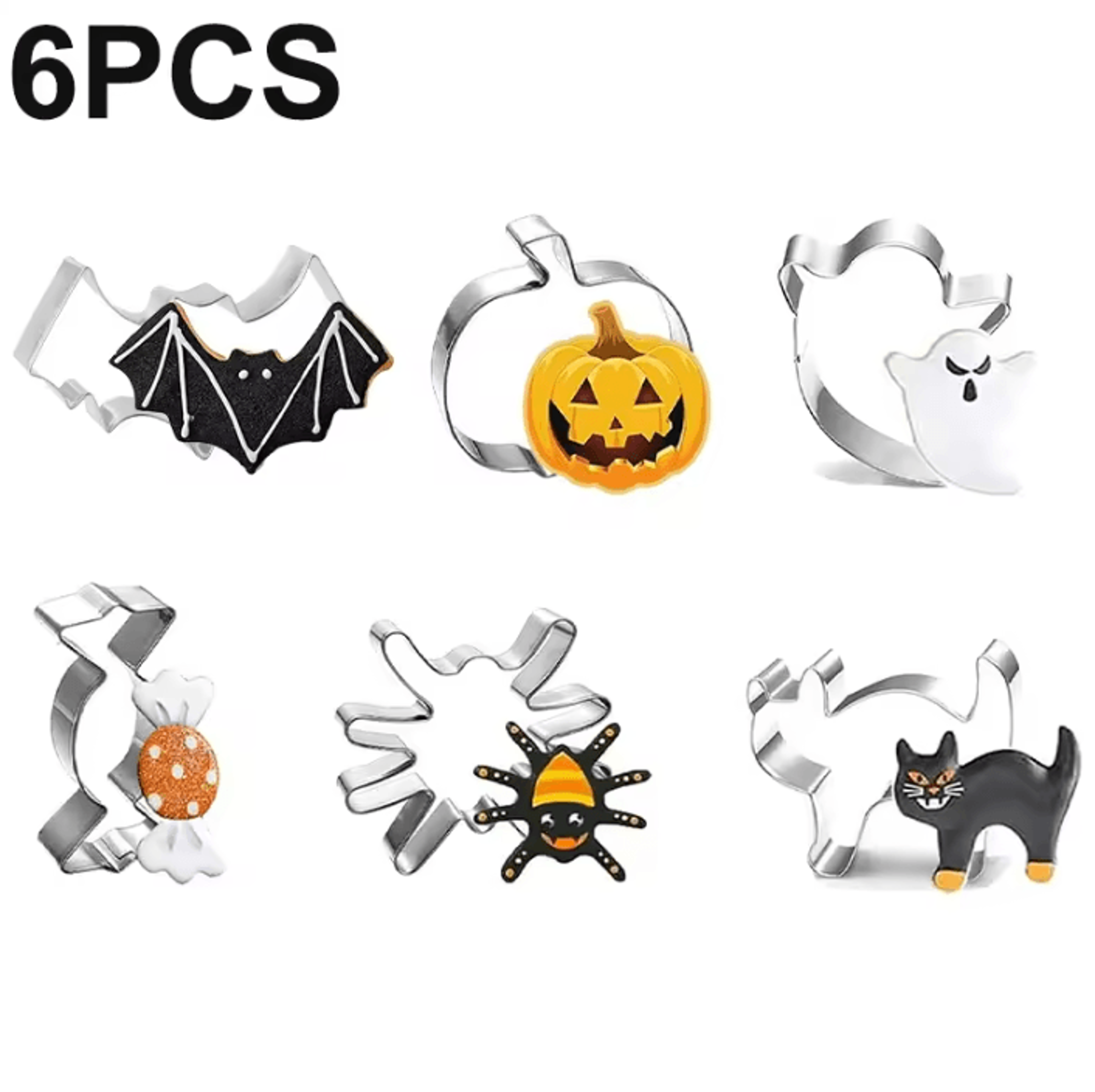 Halloween Metal Cookie Cutter Set For Pumpkin Ghost And Bat Shaped Baking 8