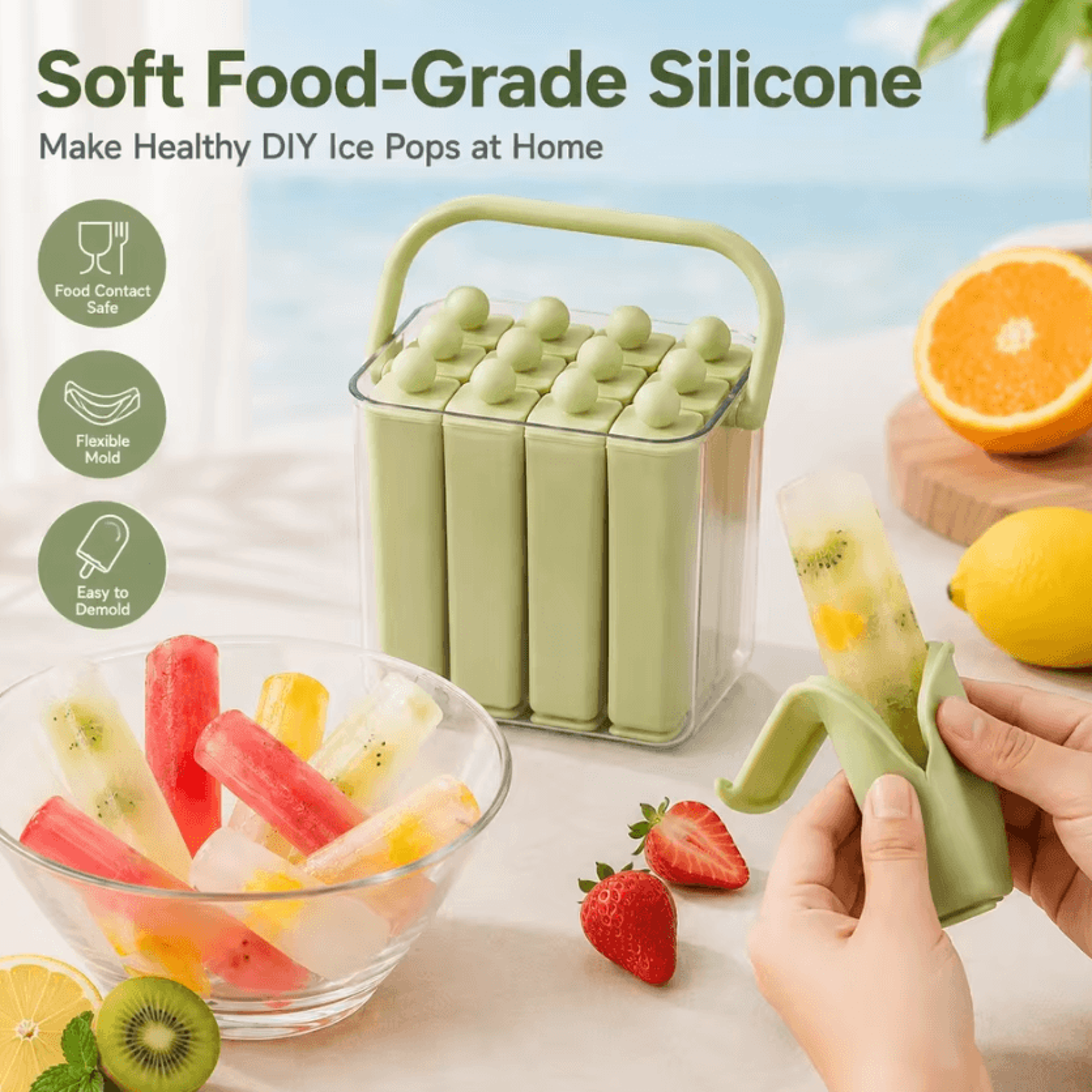 Easy Release Silicone Ice Pop Mold For Homemade Frozen Treats 0