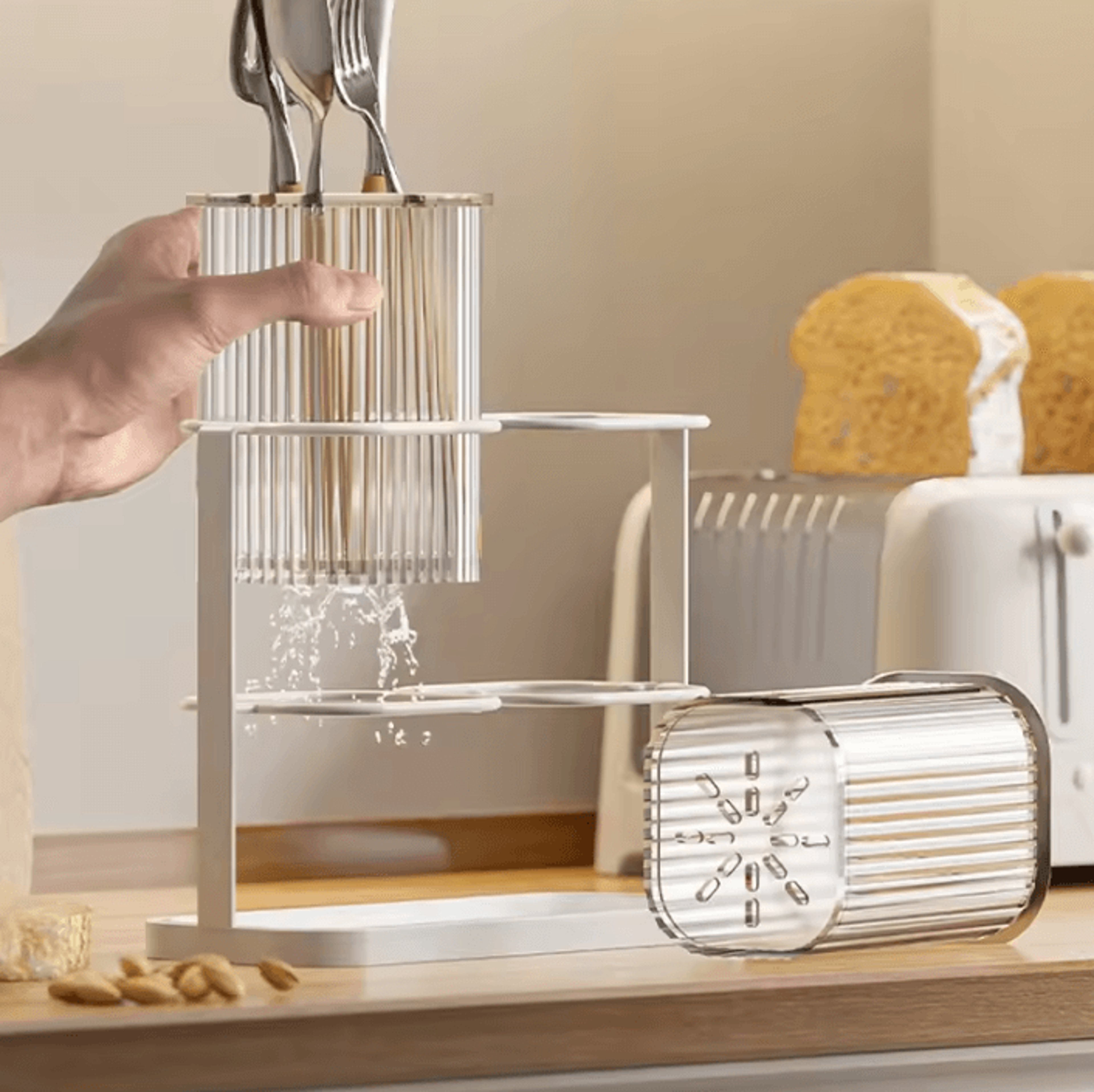 Nordic Style Cutlery Drain Rack For Elegant Kitchen Countertop Organization 4