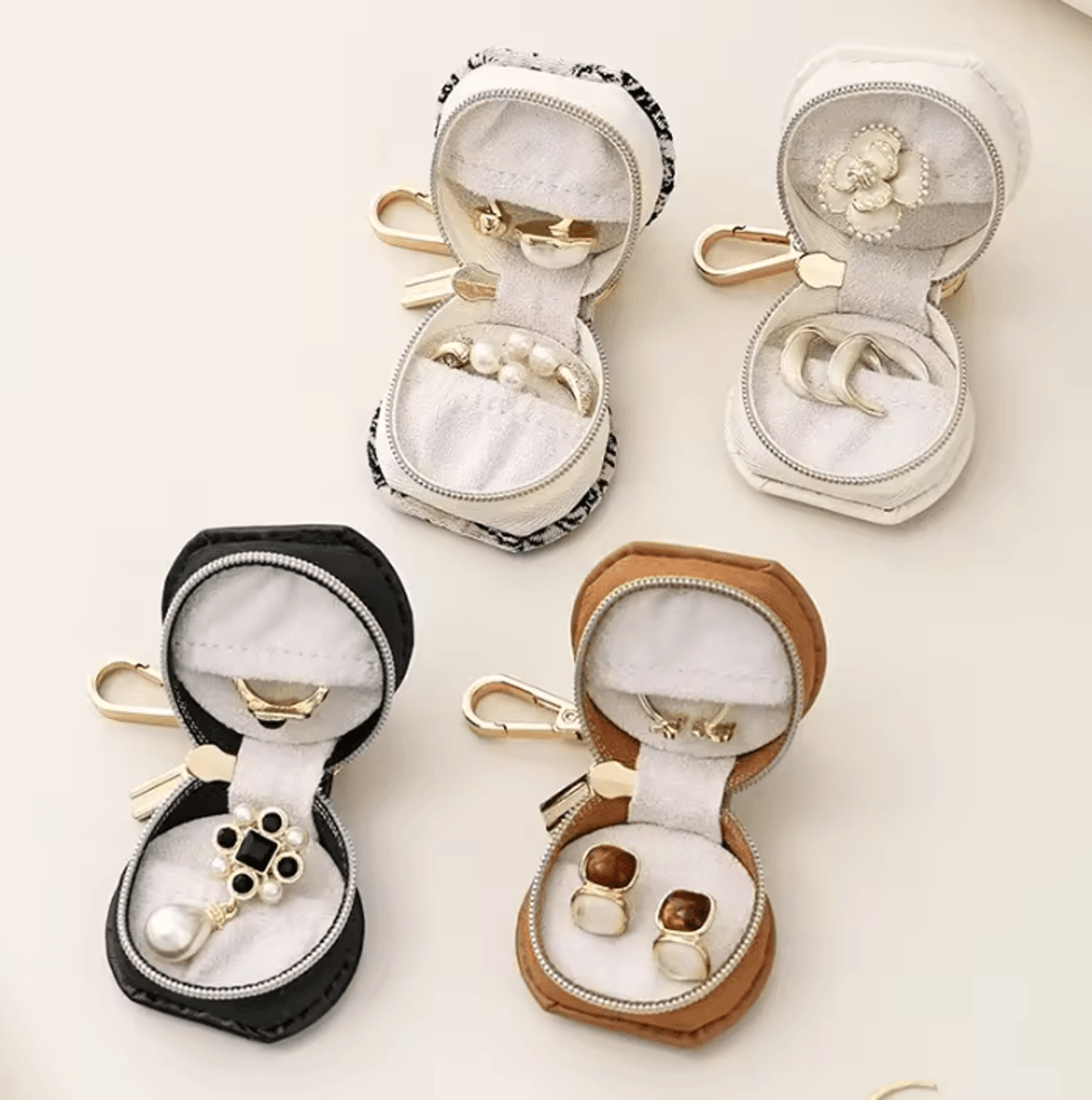 Portable Mini Jewelry Storage Box With Zipper And Hanging Strap For Travel 0