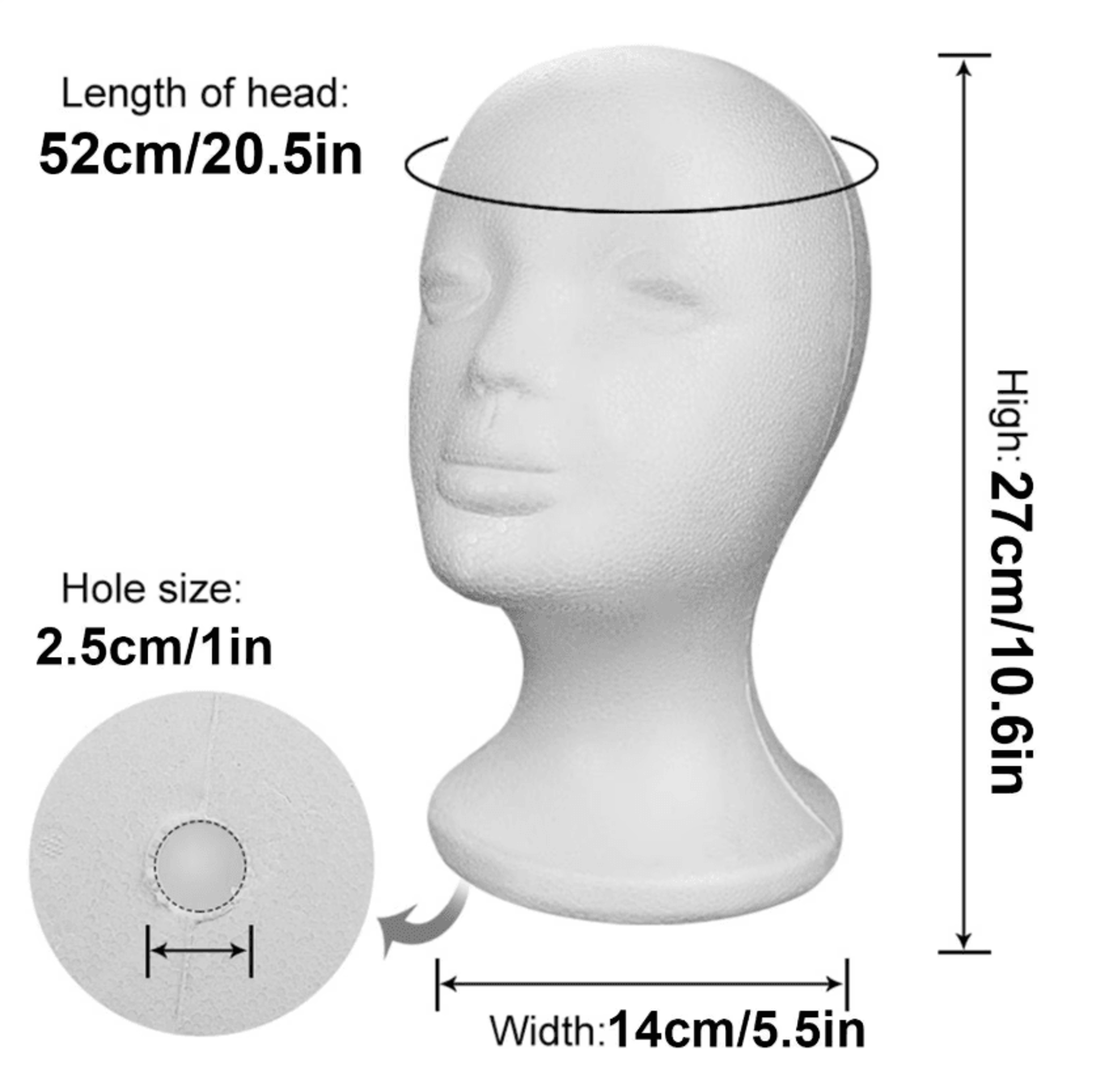 Lightweight Female Styrofoam Mannequin Head For Wig Hat And Jewelry Display 4