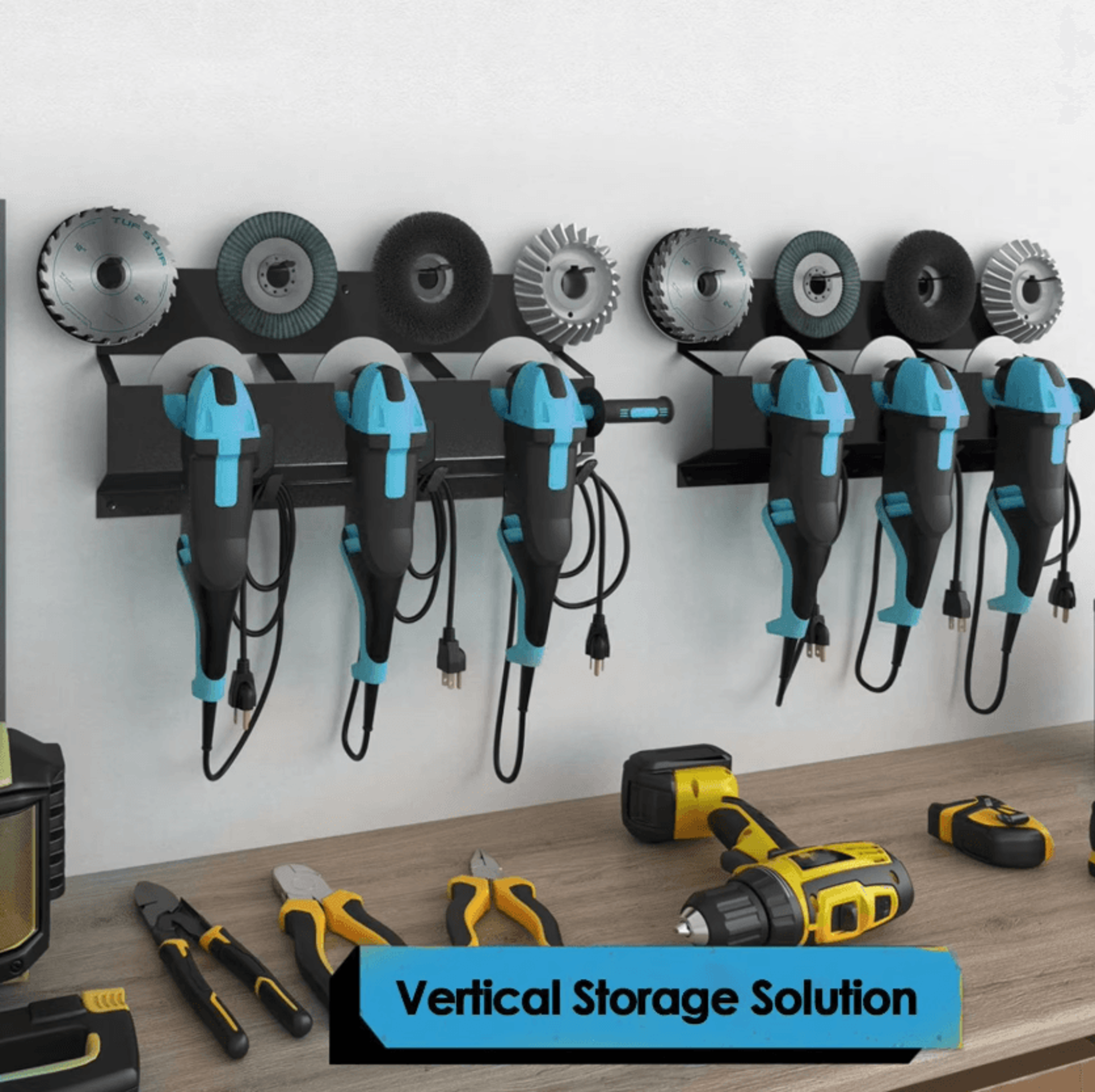 Heavy Duty Metal Angle Grinder Wall Mount Storage Rack With Cord Hanger 2