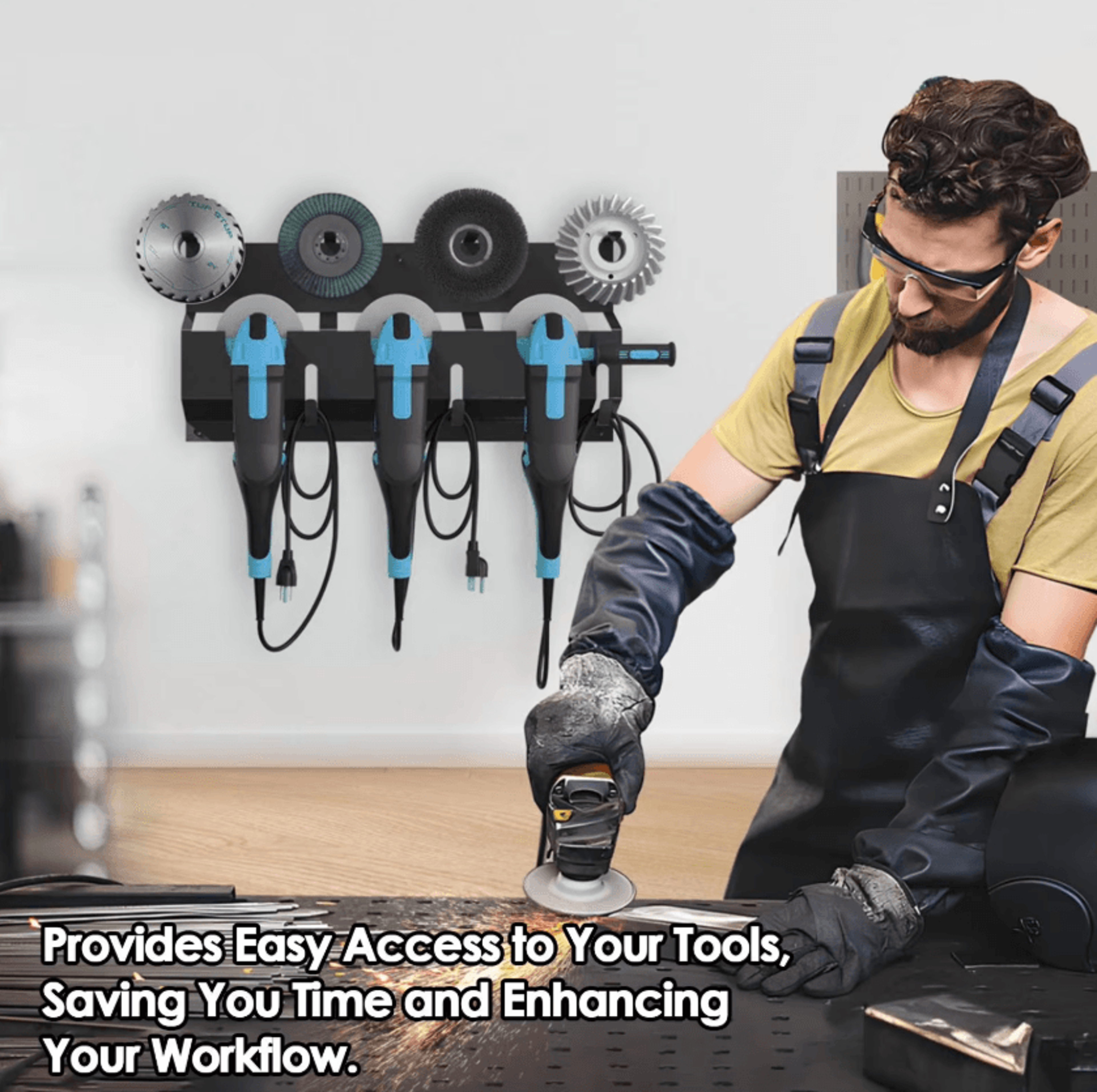Heavy Duty Metal Angle Grinder Wall Mount Storage Rack With Cord Hanger 4