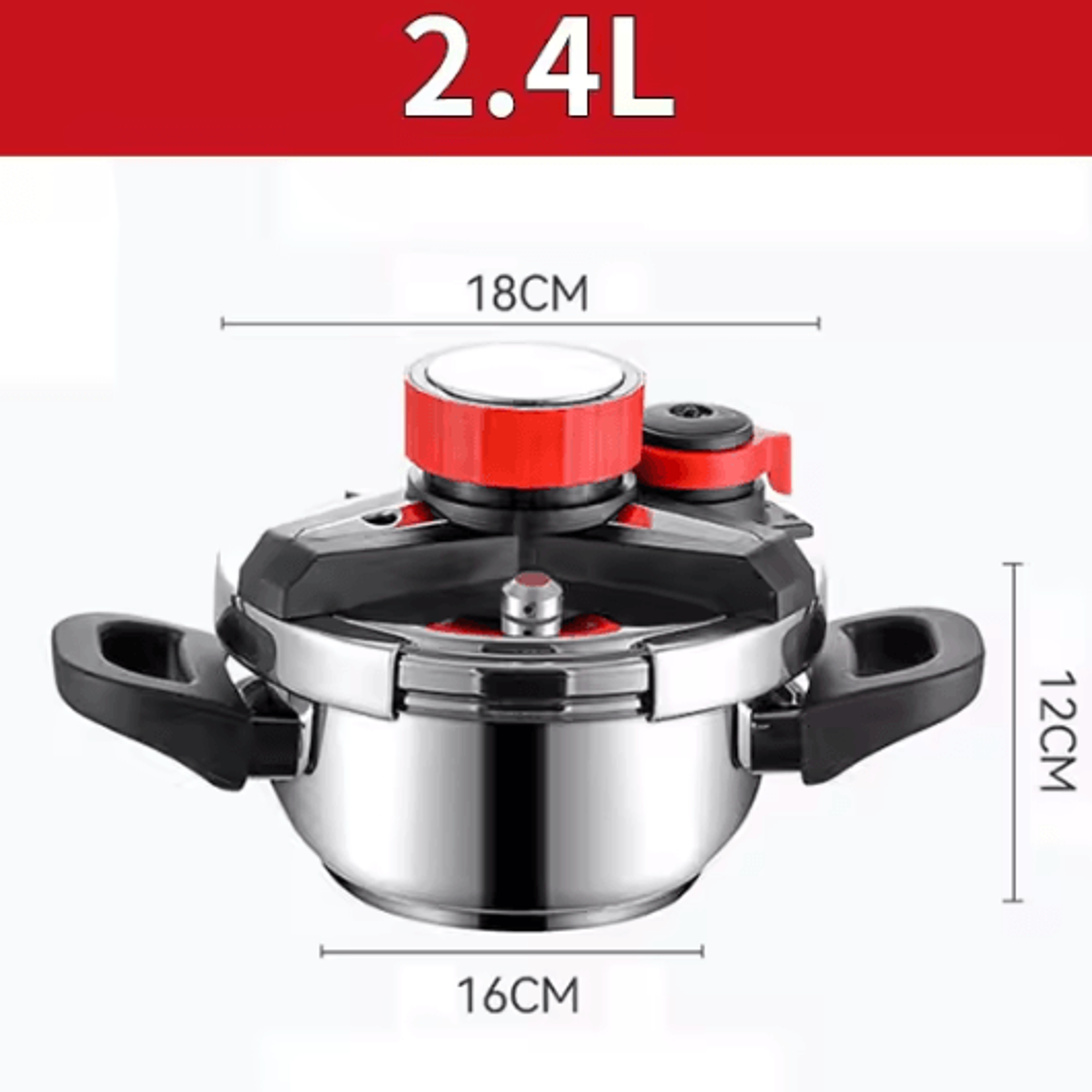 Stainless Steel Mini Pressure Cooker  18L24L With Glass Lid  OneHand Lock 5