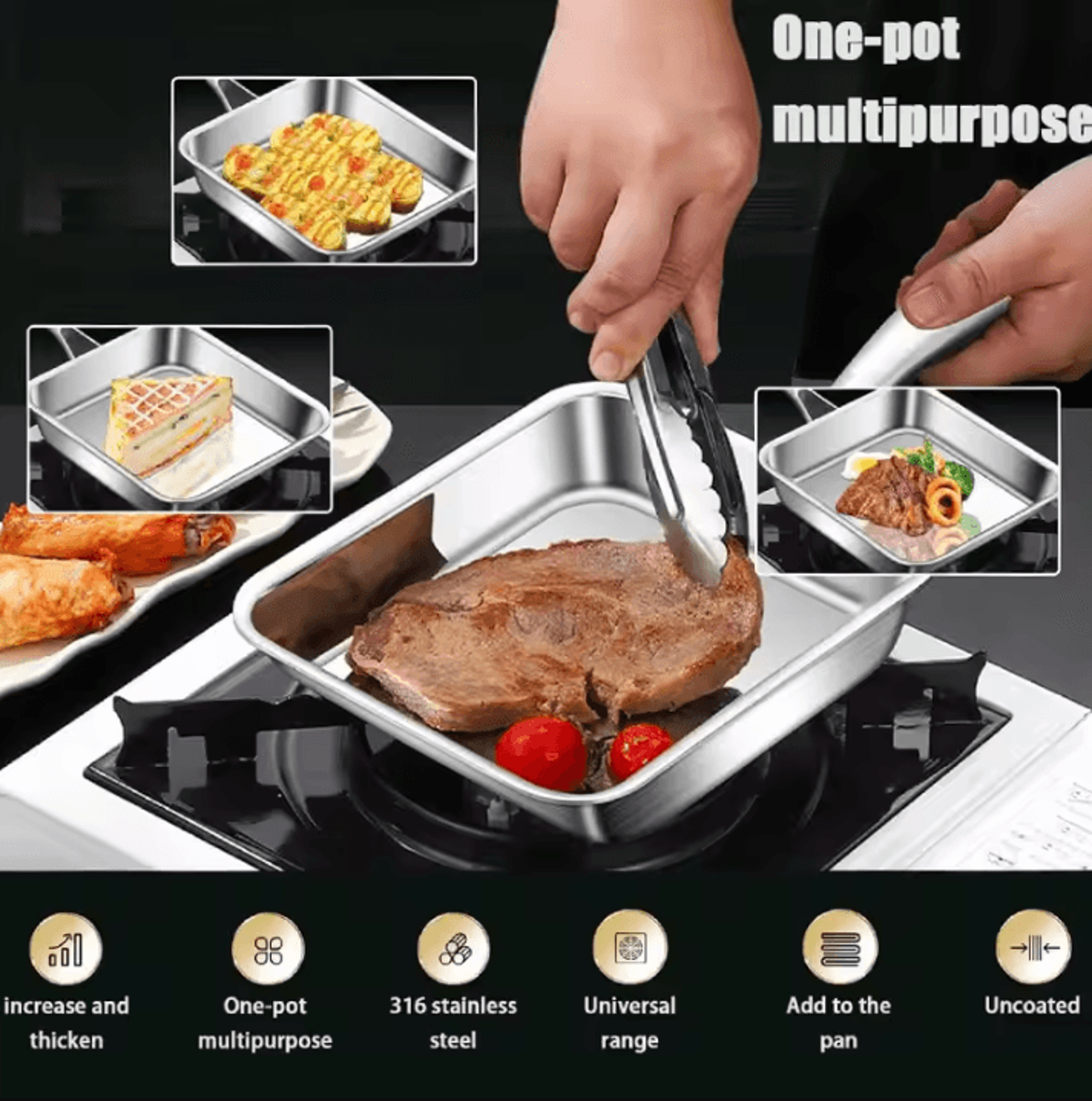 Nonstick Japanese Omelette Pan  Rectangular Tamagoyaki Egg Roll Skillet 1