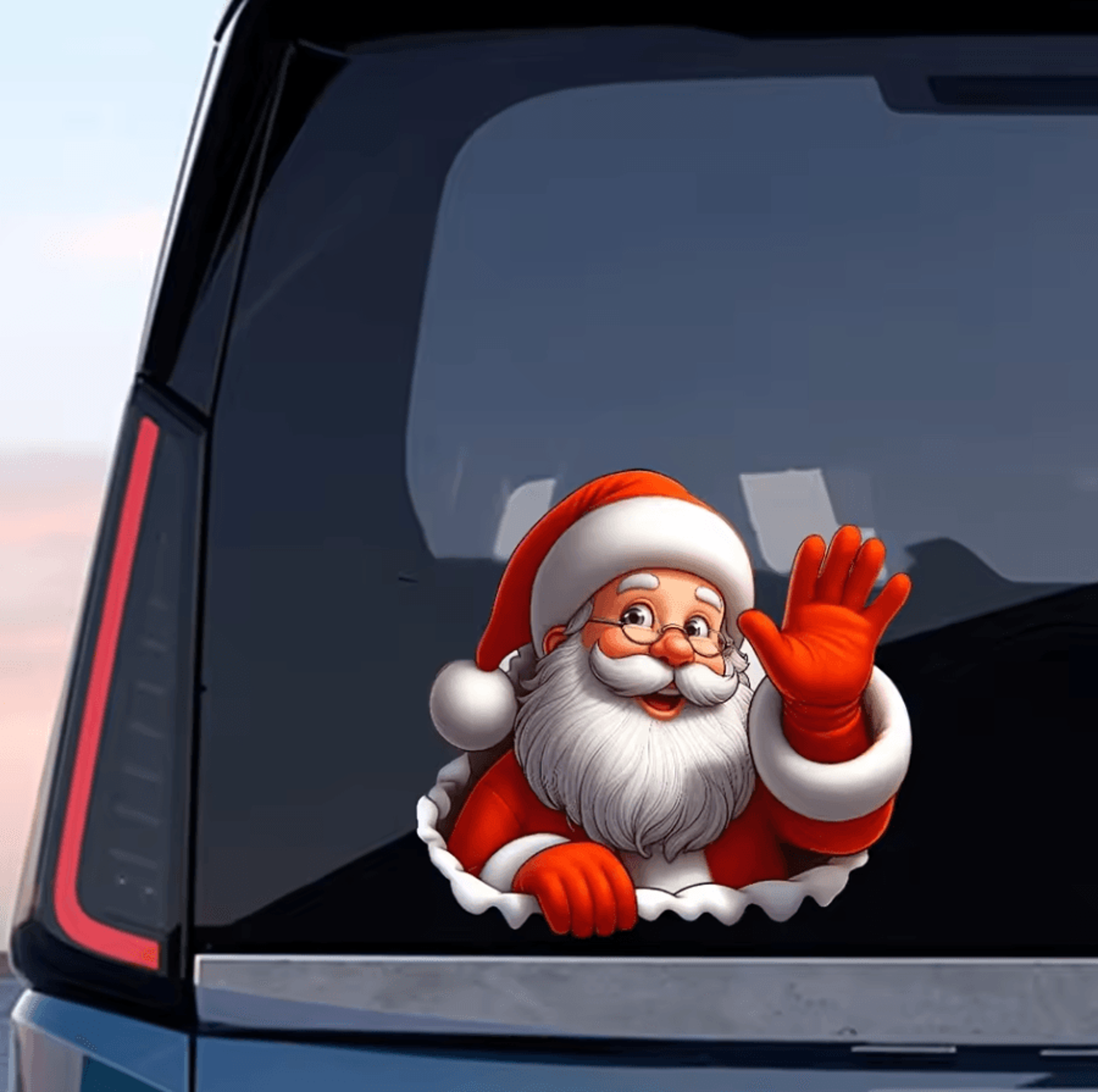 Santa Claus Waving Sticker  Christmas Decorative Adhesive Decal For Cars  Windows 1