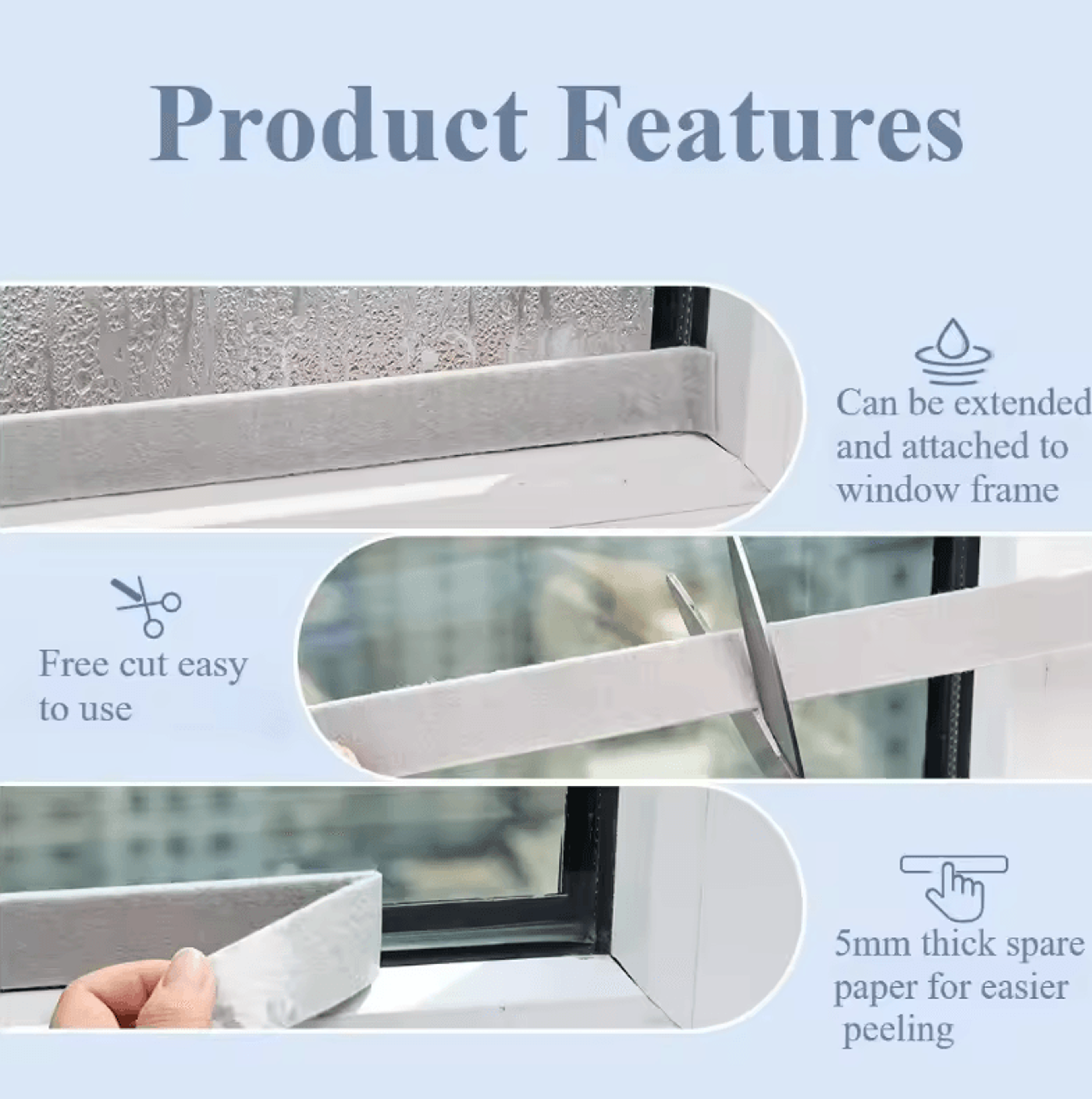 Fabric AntiCondensation Strip Tape  Moisture Absorbing Window Seal 118in By 7874in 0