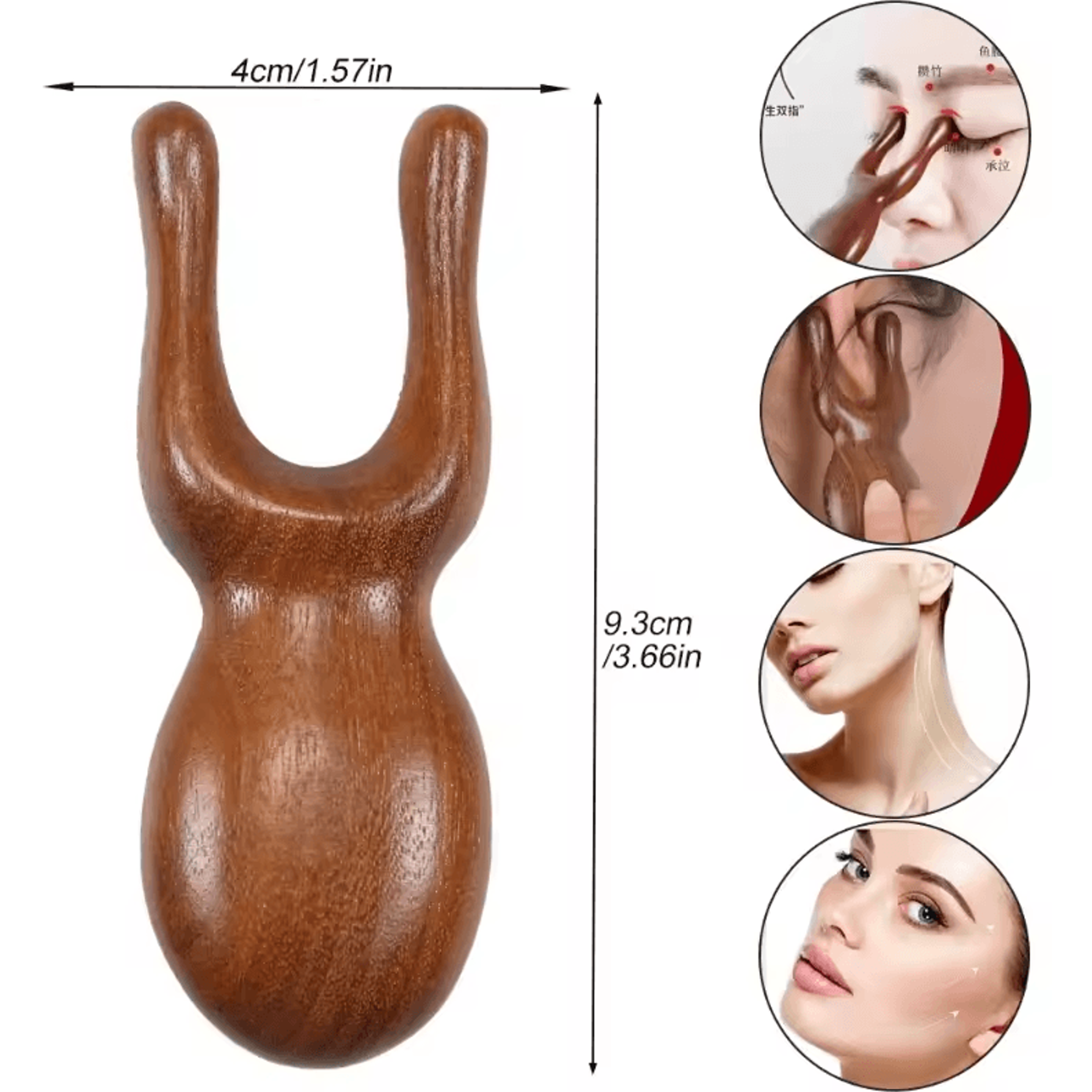 Facial Sandalwood Gua Sha Massager  Natural Wooden Scalp  Face WideTooth Massage Comb 5