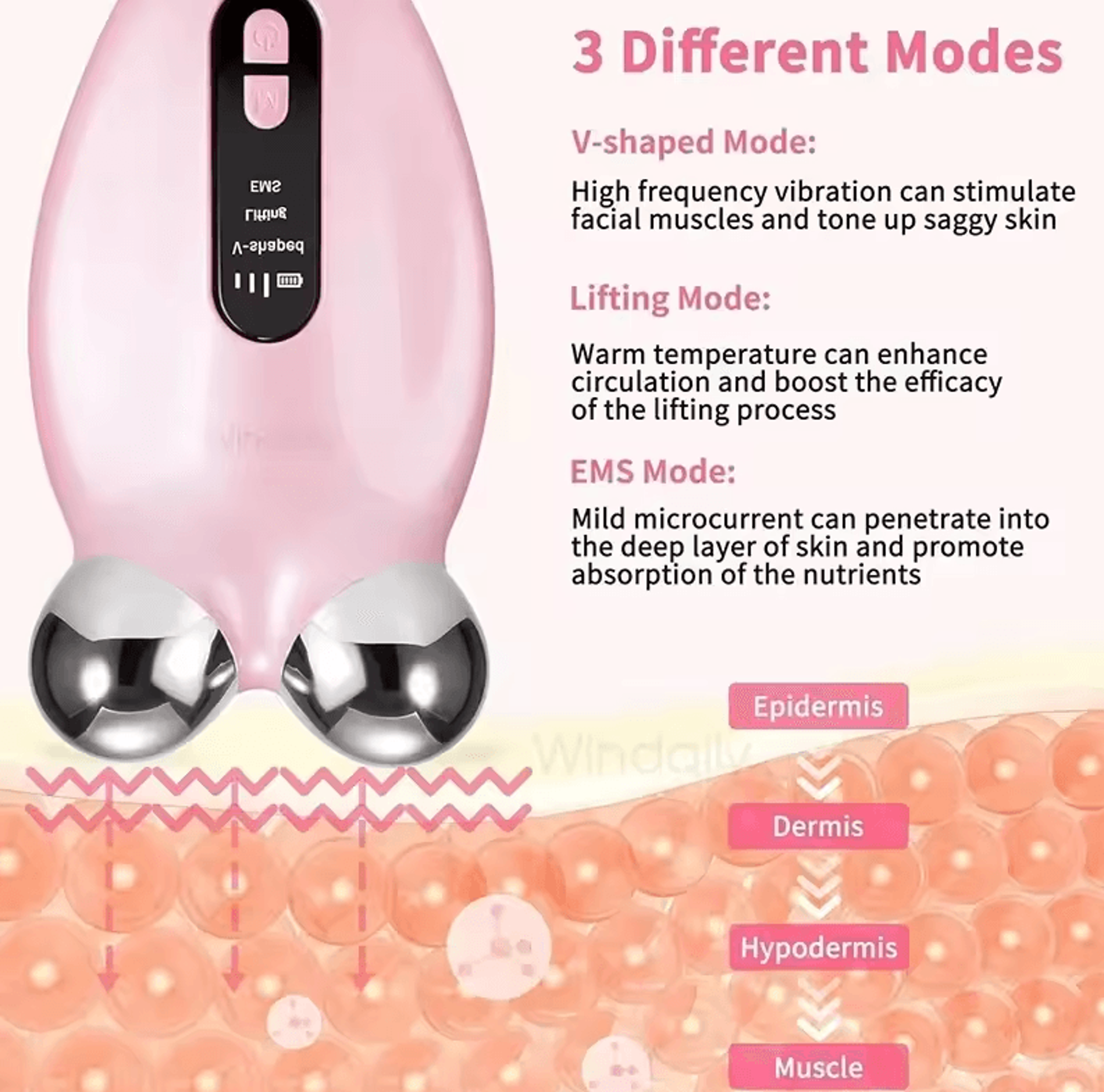 EMS Facial Massager Roller  Microcurrent Face Lifting  VFace Beauty Device For Skin Rejuvenation 3