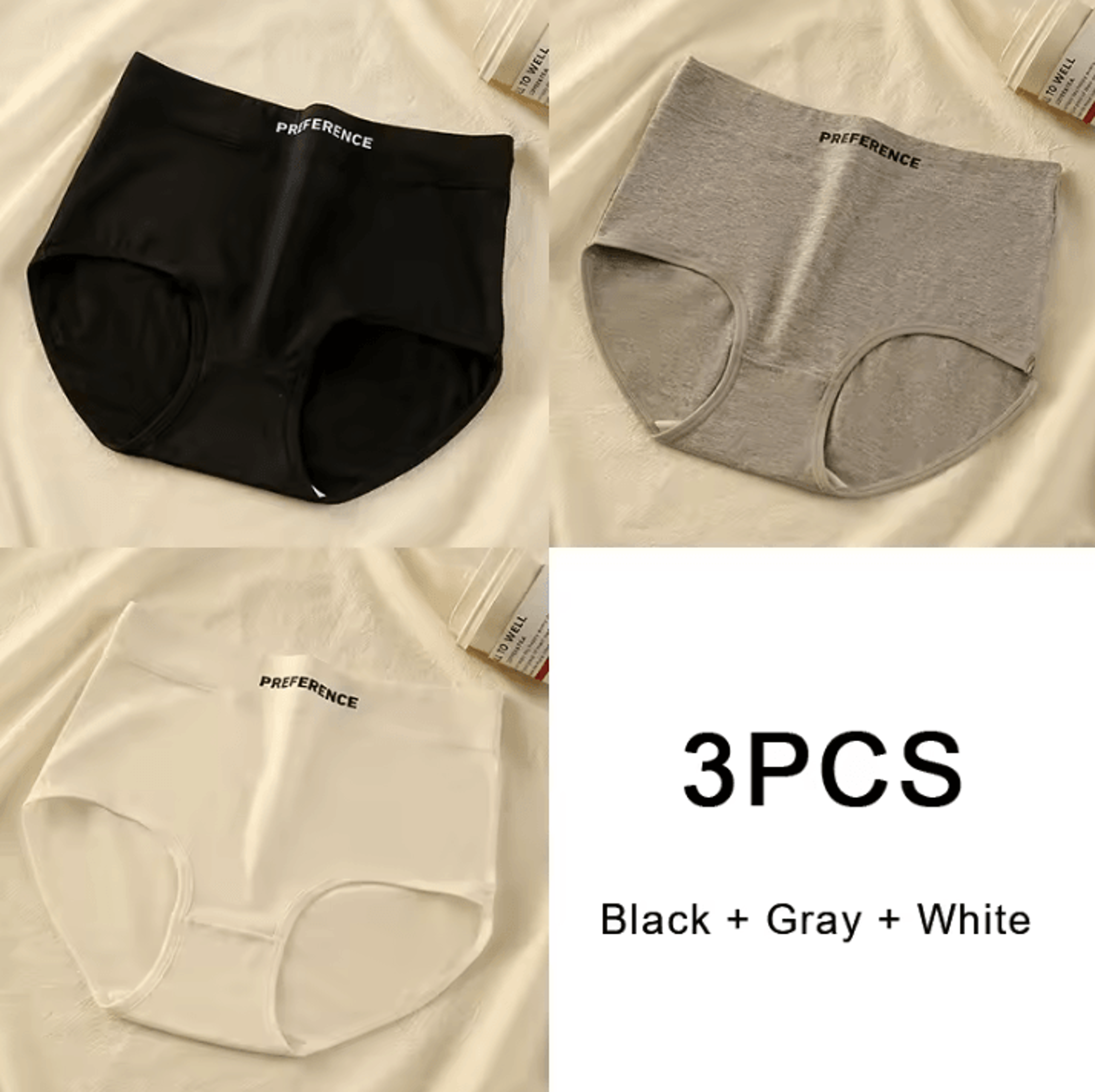 3PCS Womens Cotton HighWaist Breathable Underwear Panty Set 5