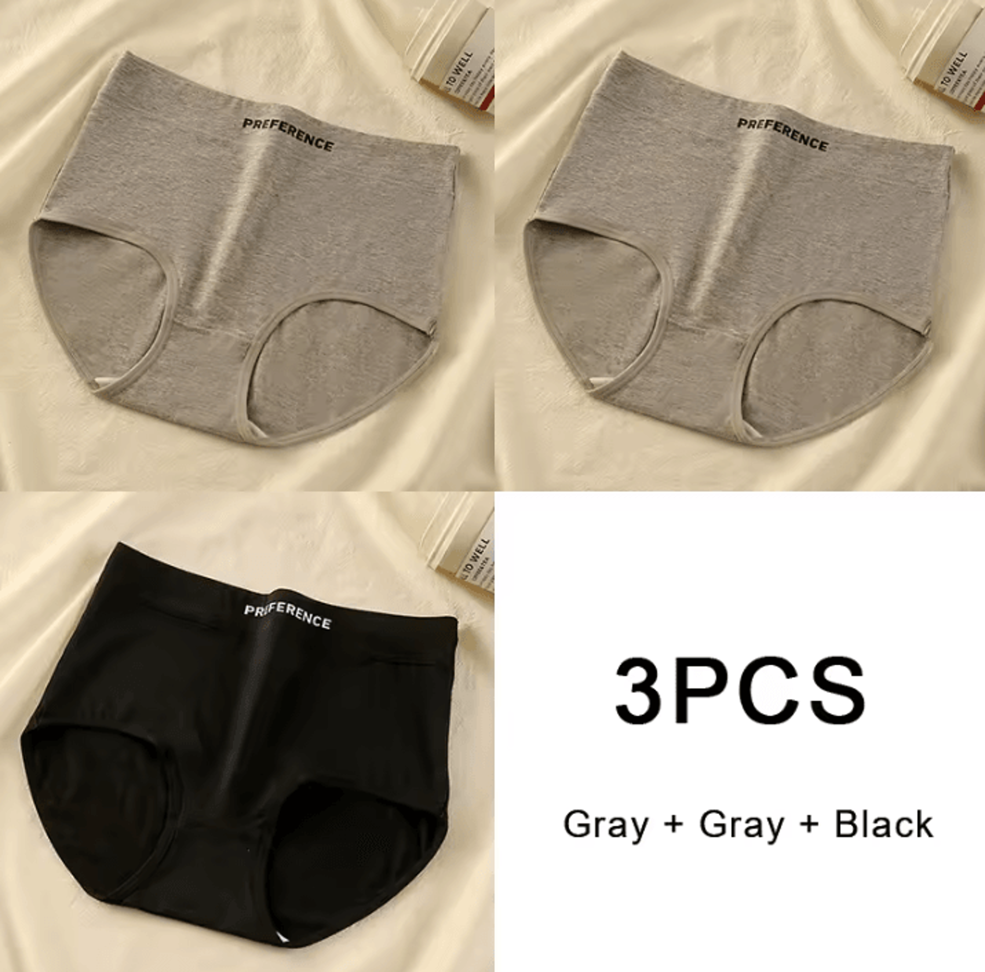 3PCS Womens Cotton HighWaist Breathable Underwear Panty Set 6