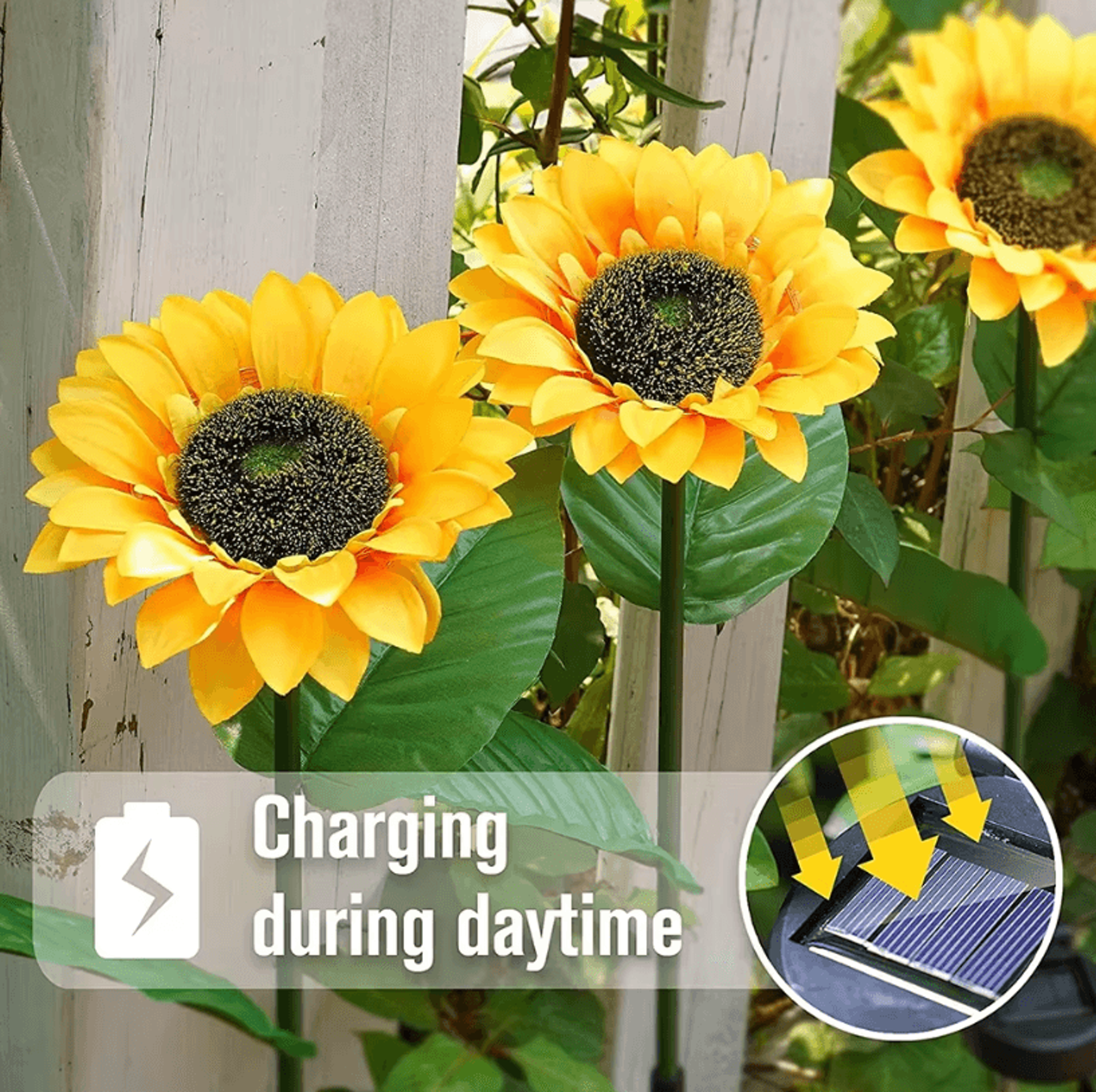 Simulated Outdoor Solar Sunflower Garden Lights  Smart Sense Waterproof LED Lawn Decor 4