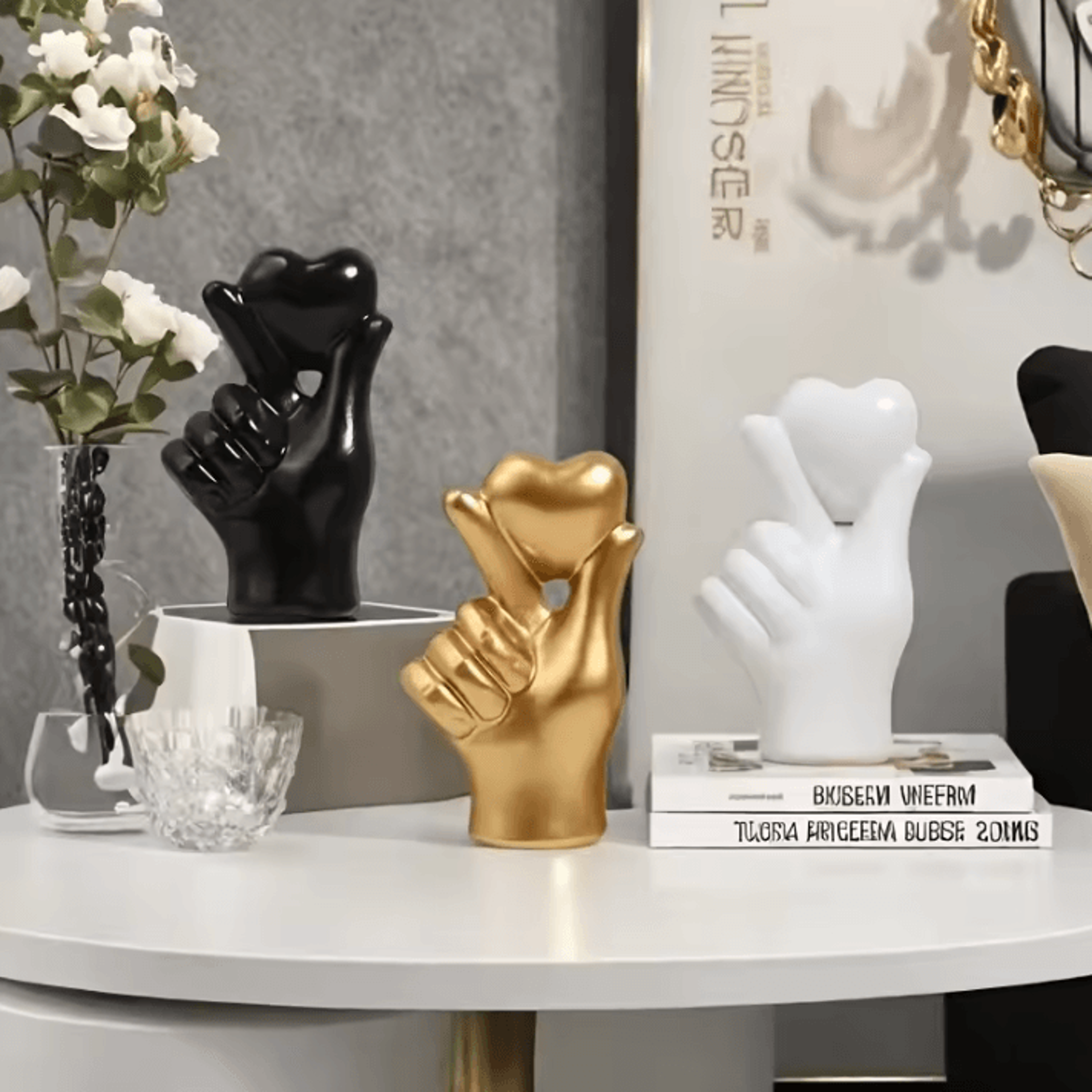 1 Pcs Hand Gesture Figurine Modern Minimalist Resin Home Decor Living Room Ornament And Valentines  1