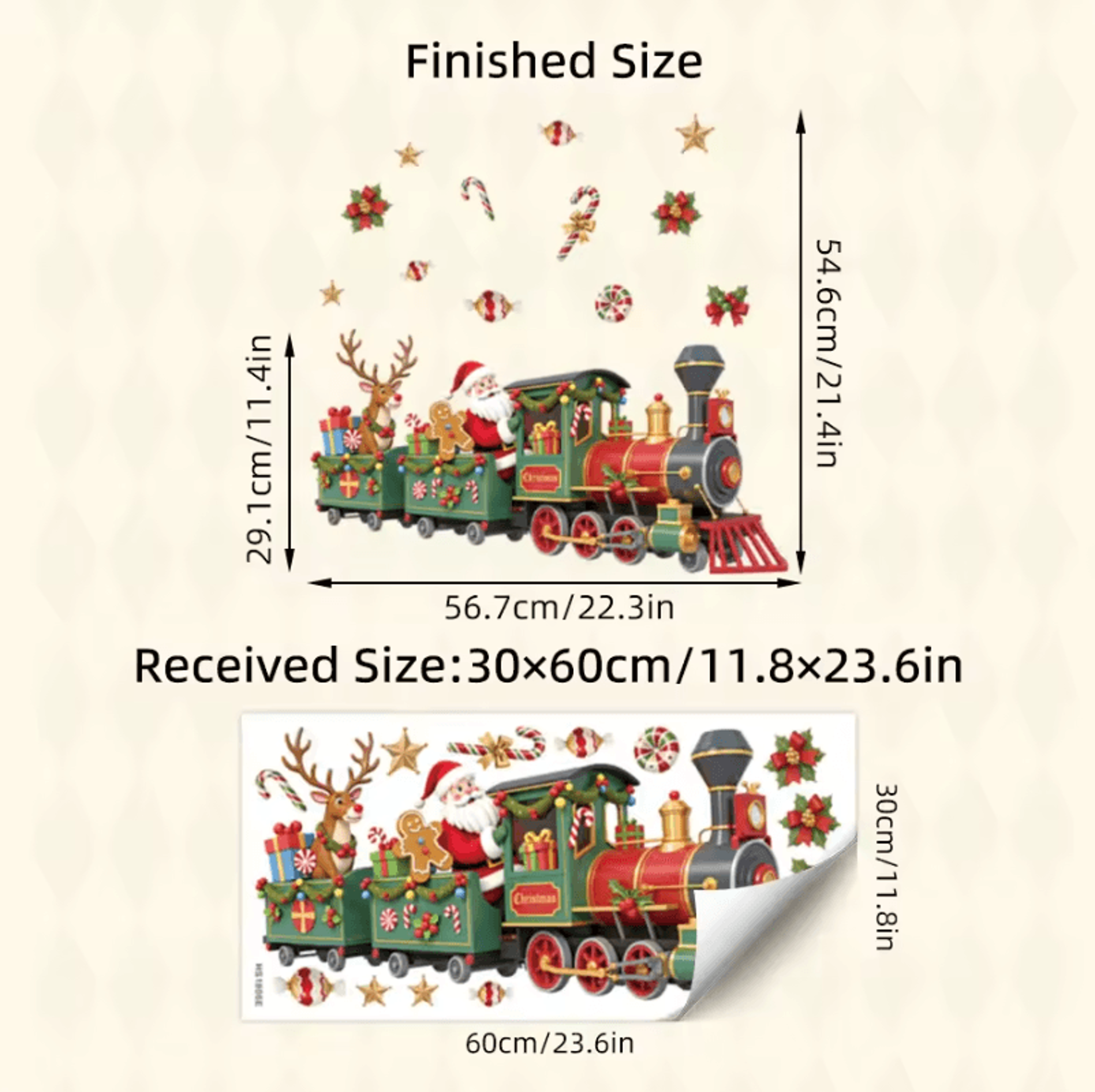 Santa Train Christmas Wall Sticker  Whimsical Removable Christmas Wall Decals SelfAdhesive Holiday  5
