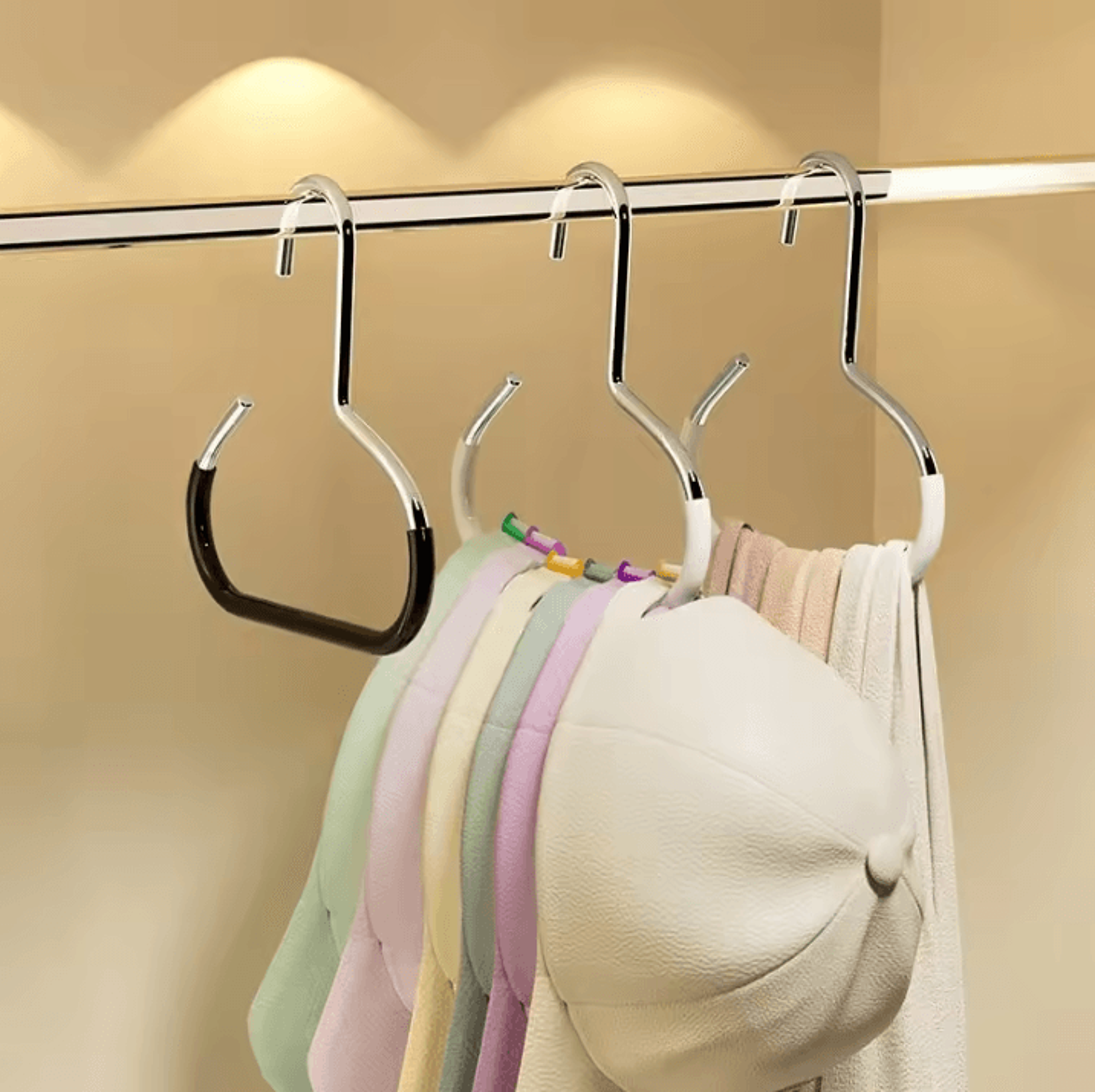 Durable Stainless Steel Hat Hanger  NonSlip Hanging Hooks For Wardrobe Storage Organizer  MultiPurp 1