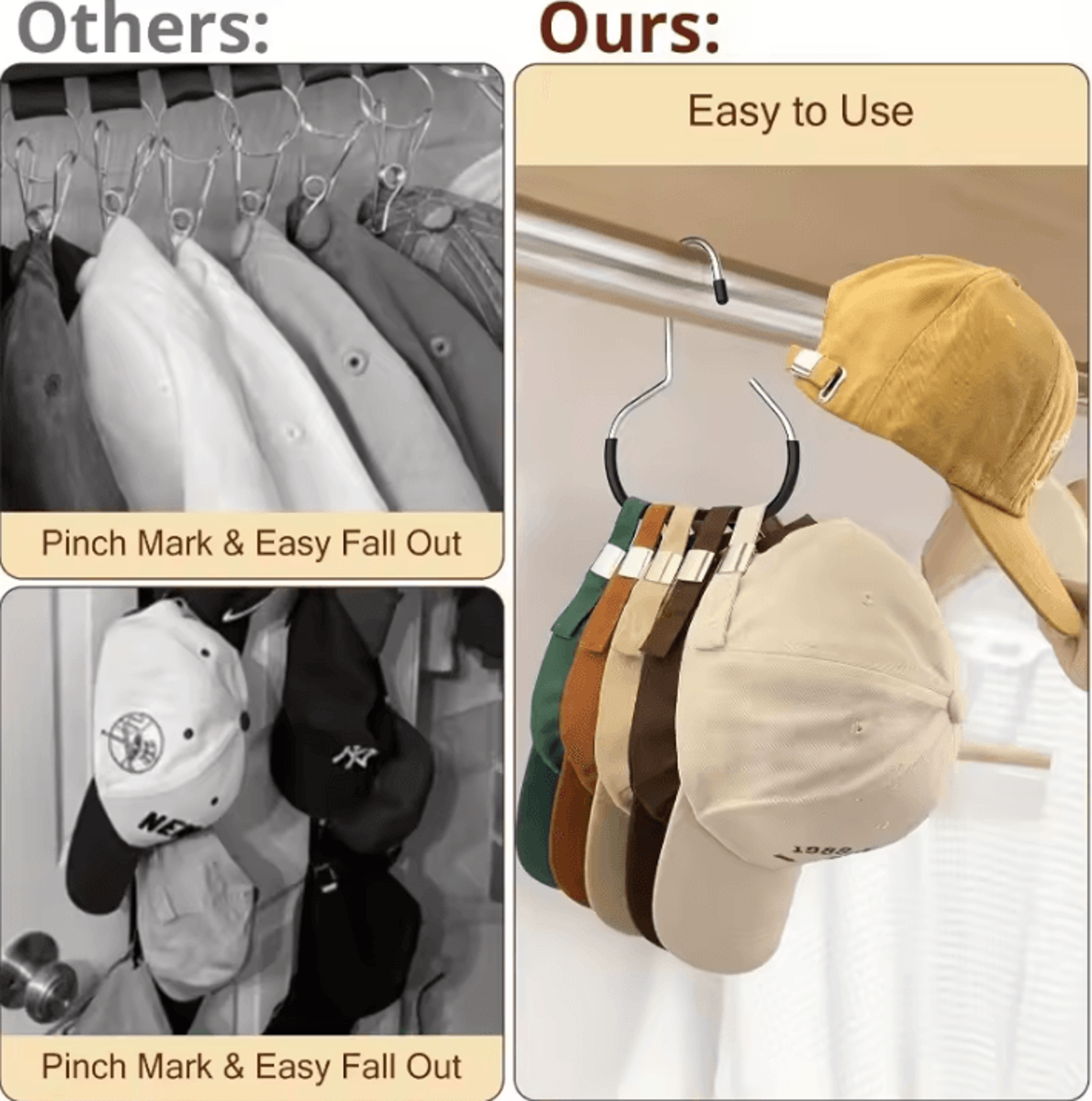 Durable Stainless Steel Hat Hanger  NonSlip Hanging Hooks For Wardrobe Storage Organizer  MultiPurp 4