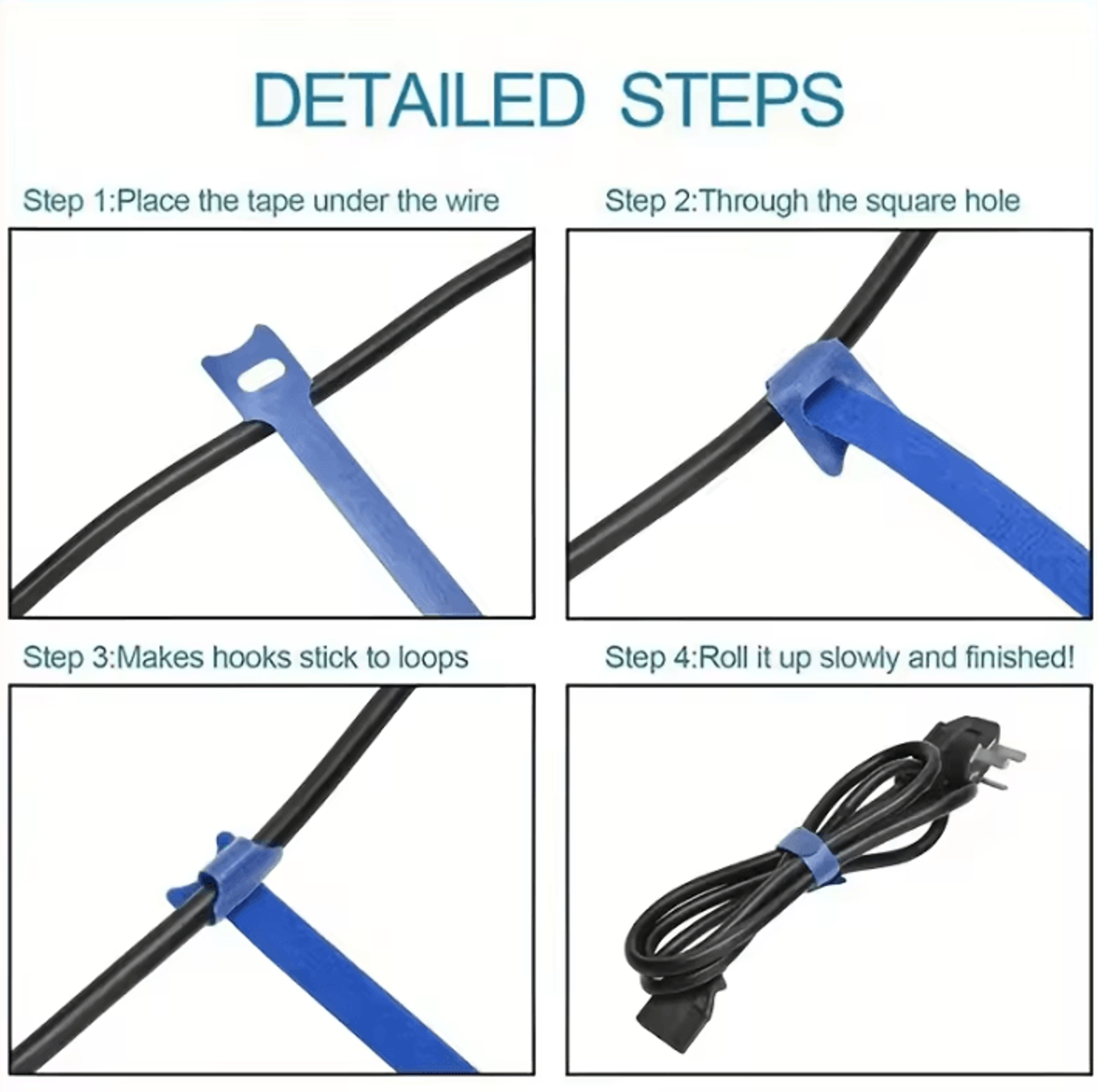 100Pcs Reusable Cable Ties  Hook And Loop Fastening Straps For Wire Organizers And MultiPurpose Cab 3